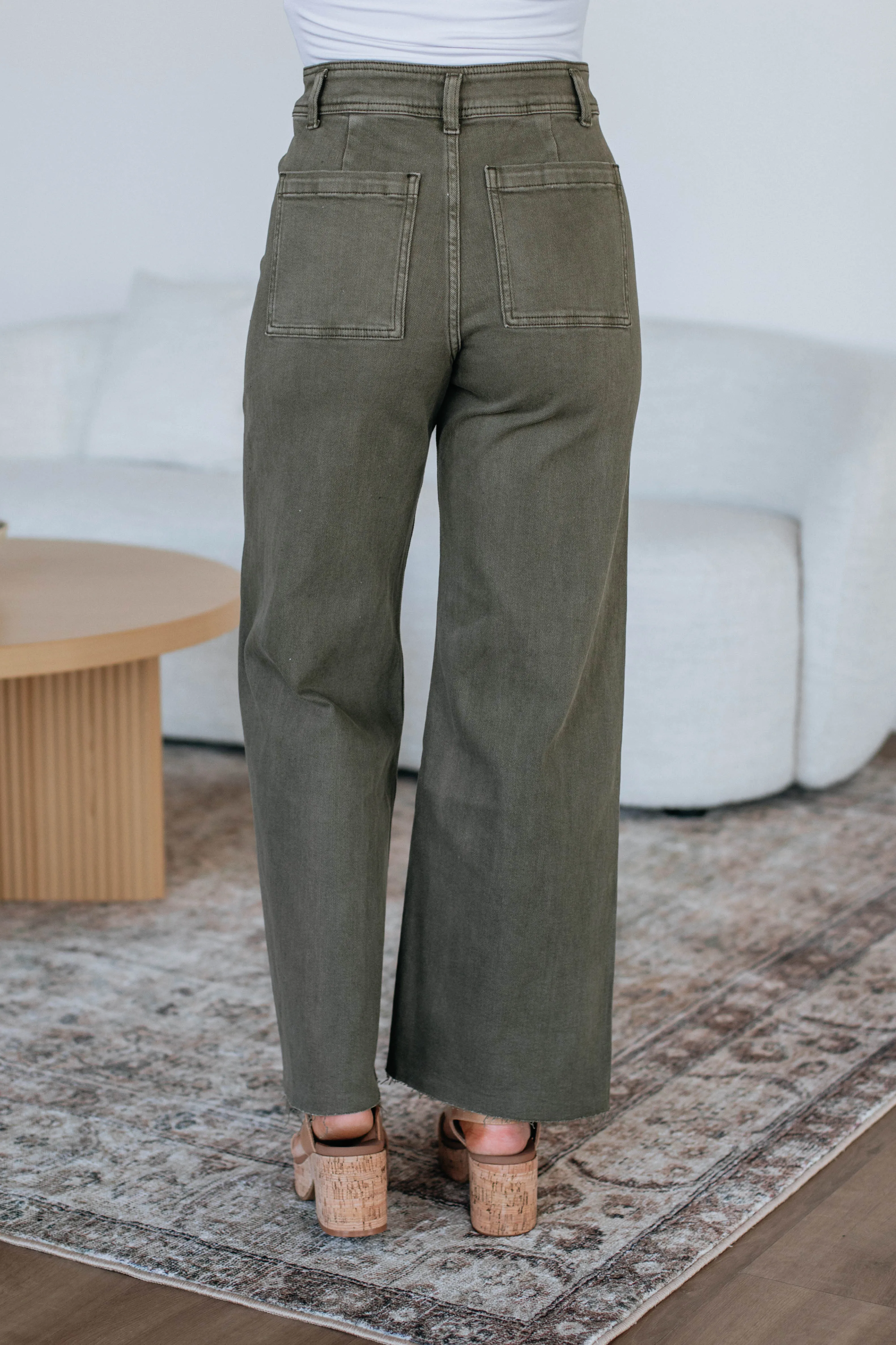 Linsley Wide Leg Pants - Olive