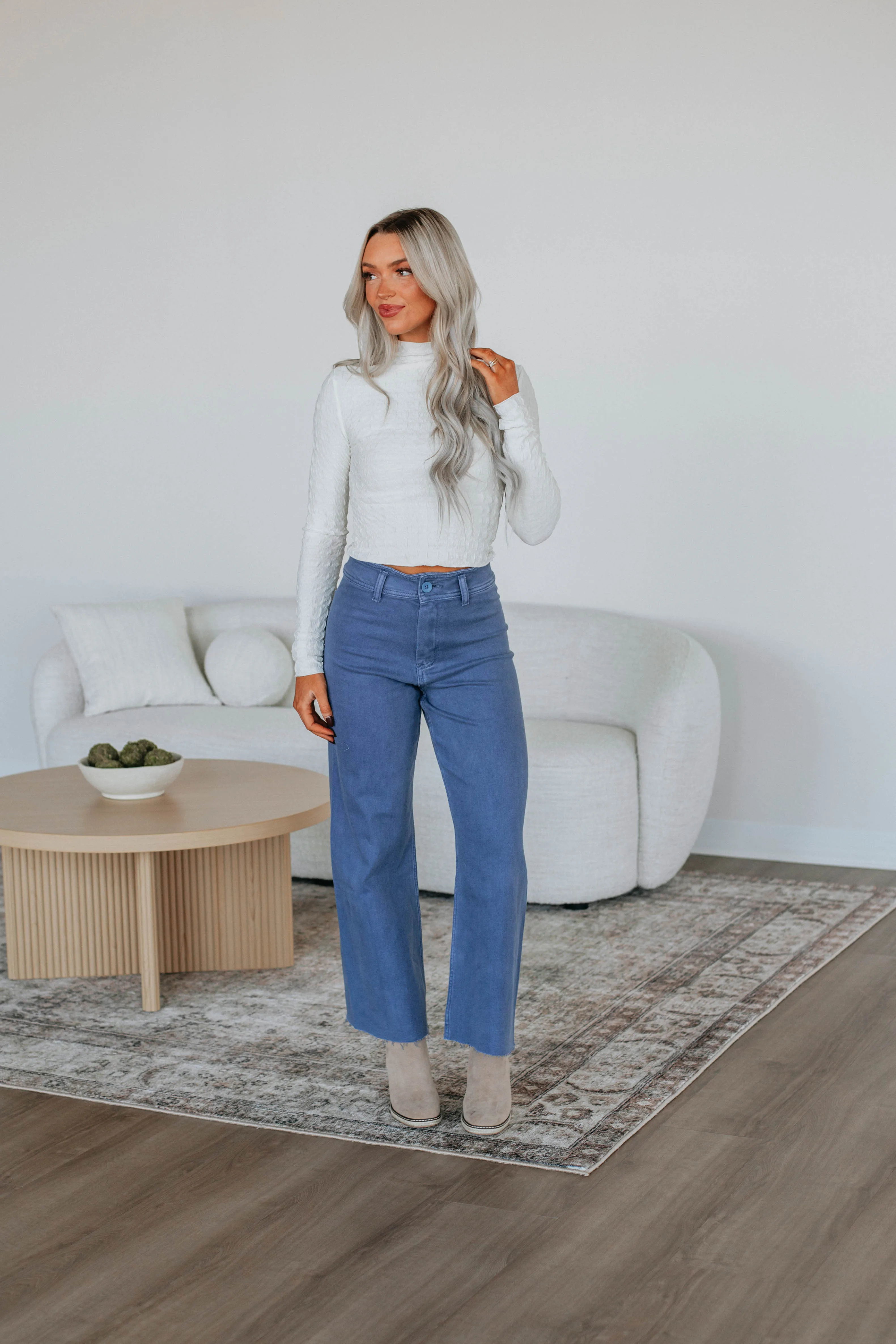 Linsley Wide Leg Pants - Stormy Blue