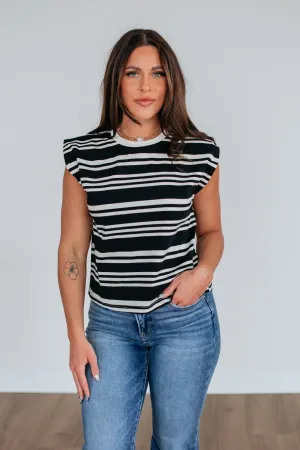 Lyndy Striped Top - Black Mix