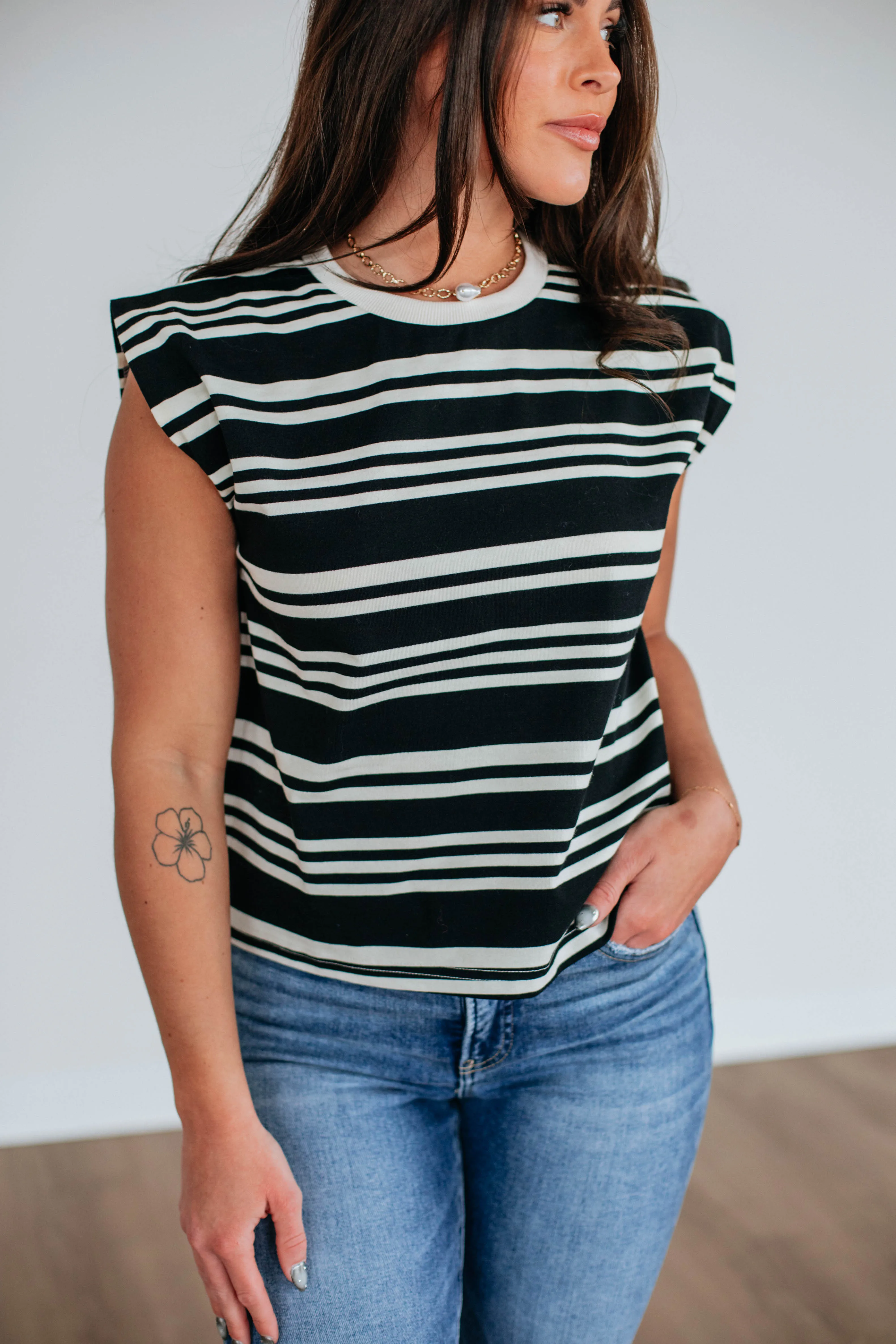 Lyndy Striped Top - Black Mix