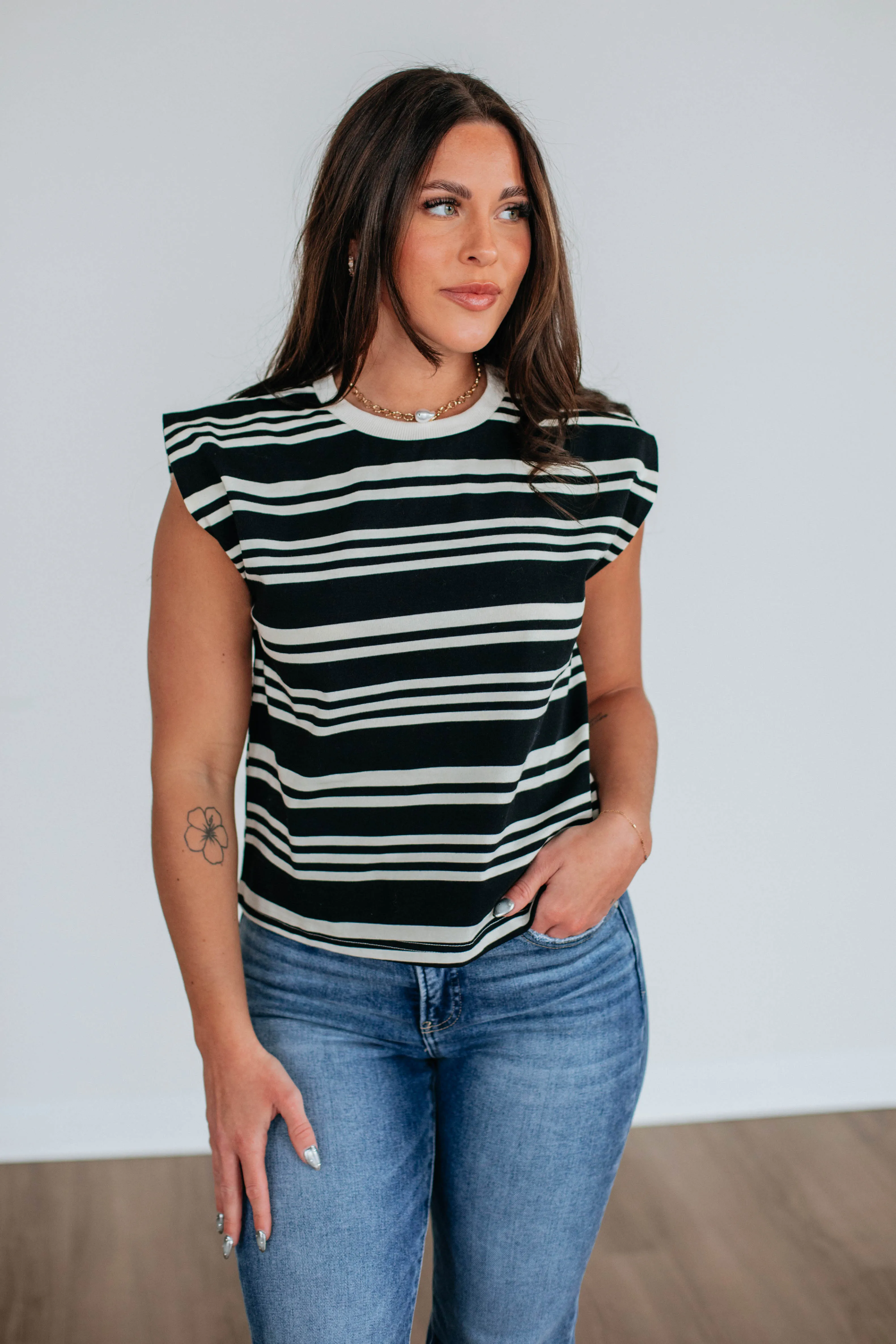 Lyndy Striped Top - Black Mix