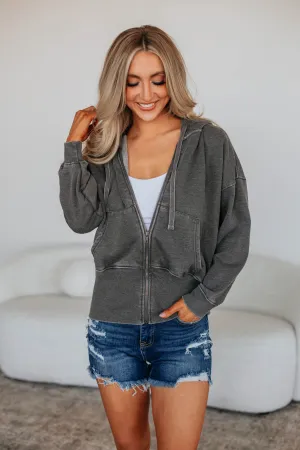 Maxwell Washed Zip-Up Hoodie - Charcoal