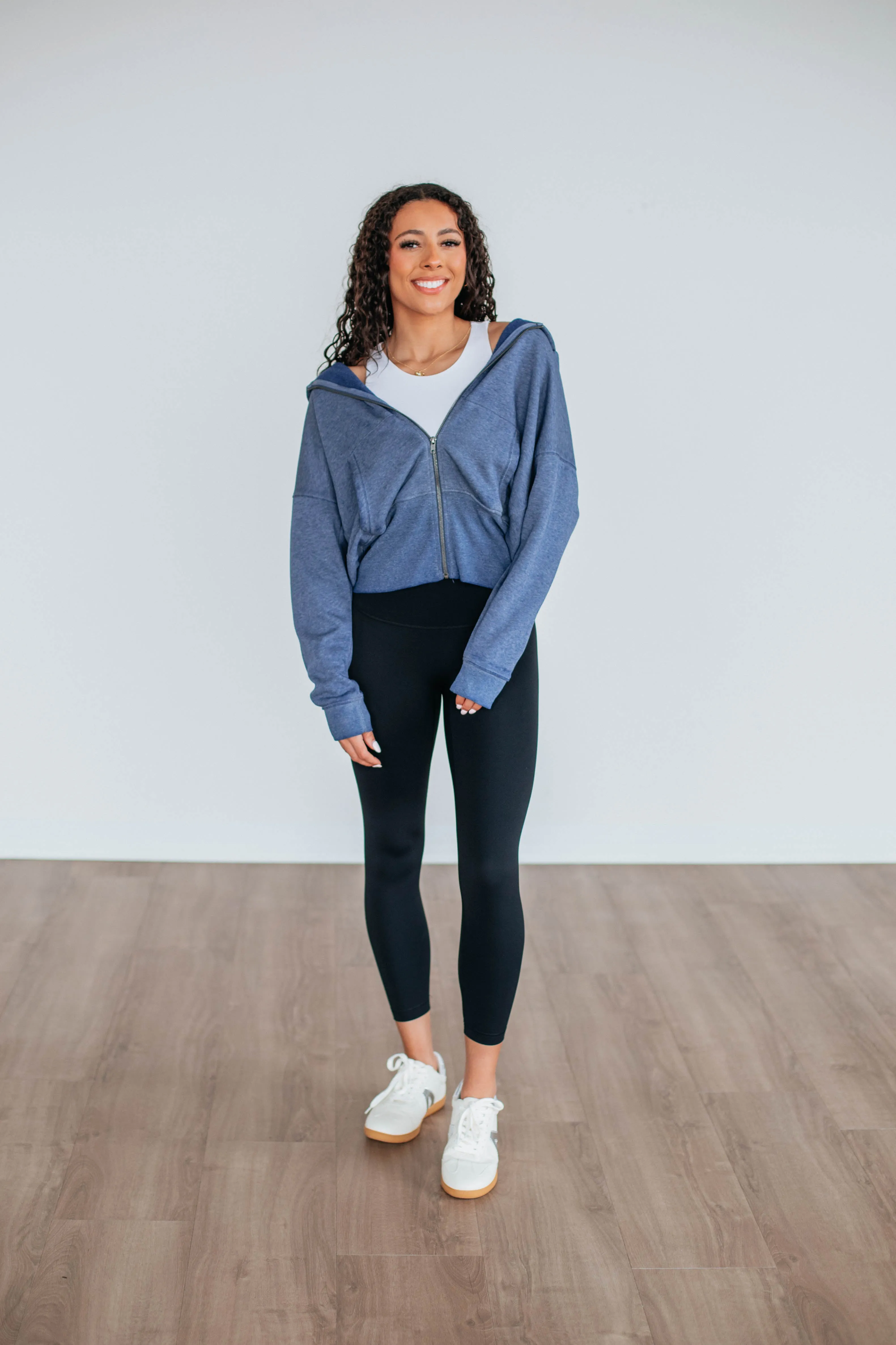 Maxwell Washed Zip-Up Hoodie - Navy