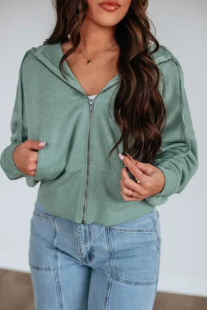 Maxwell Washed Zip-Up Hoodie - Sage
