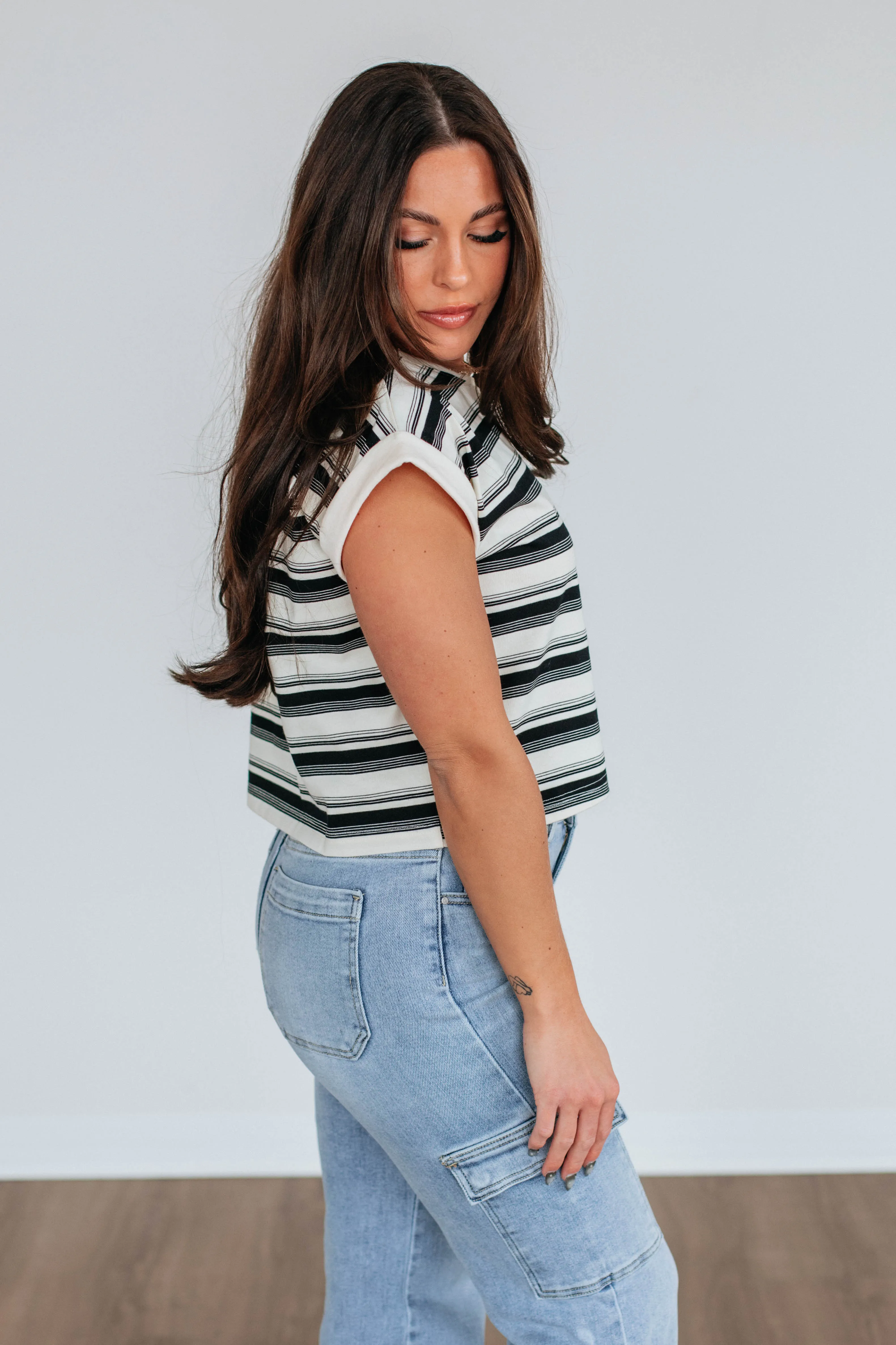 Mayra Striped Top - Black Mix