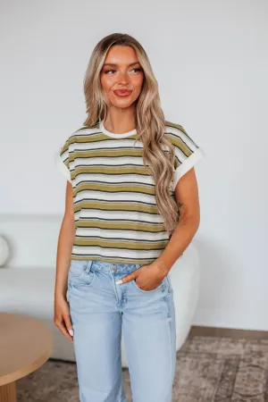 Mayra Striped Top - Burnt Olive Mix