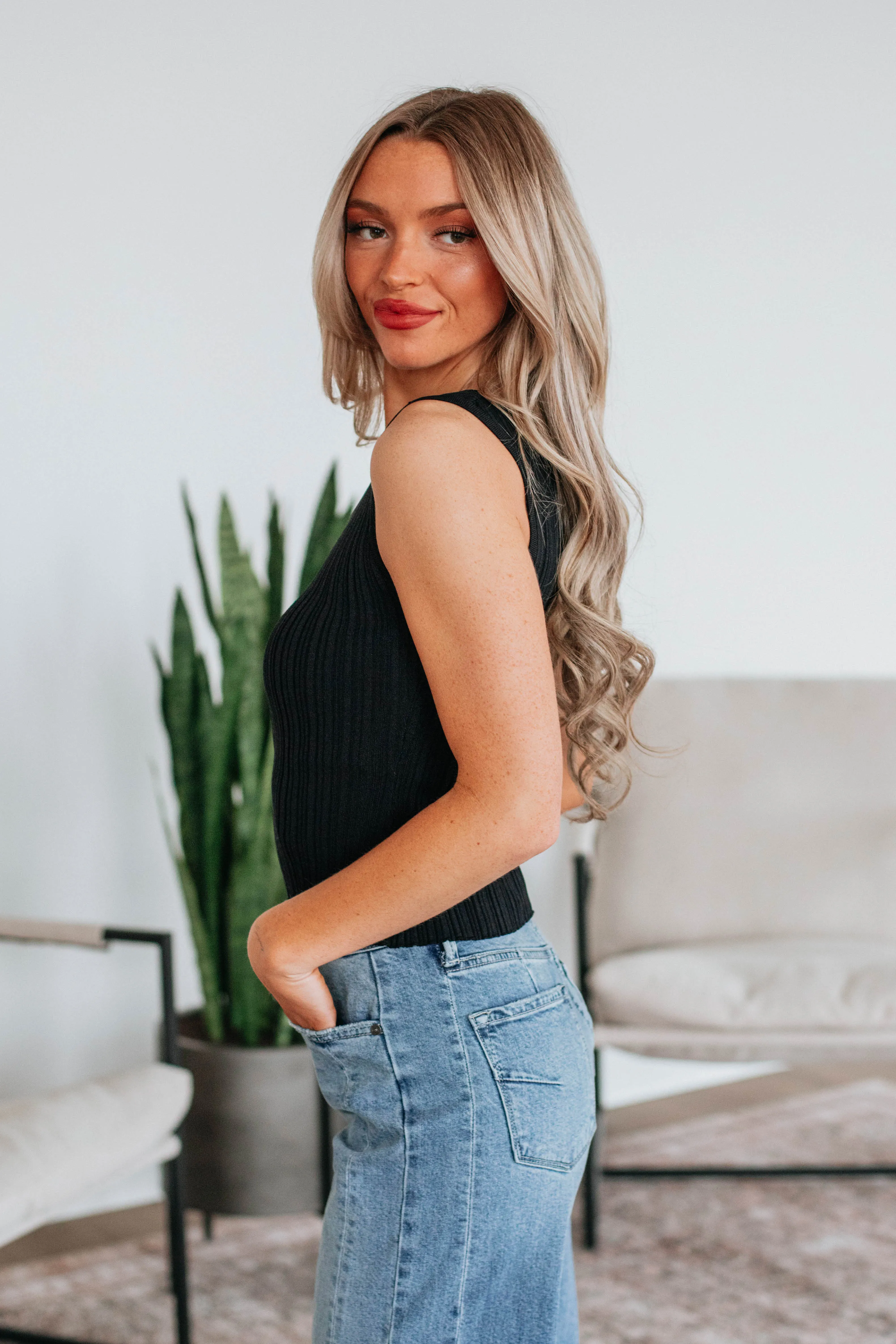 Missie Ribbed Tank - Black