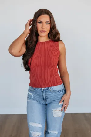 Missie Ribbed Tank - Brick