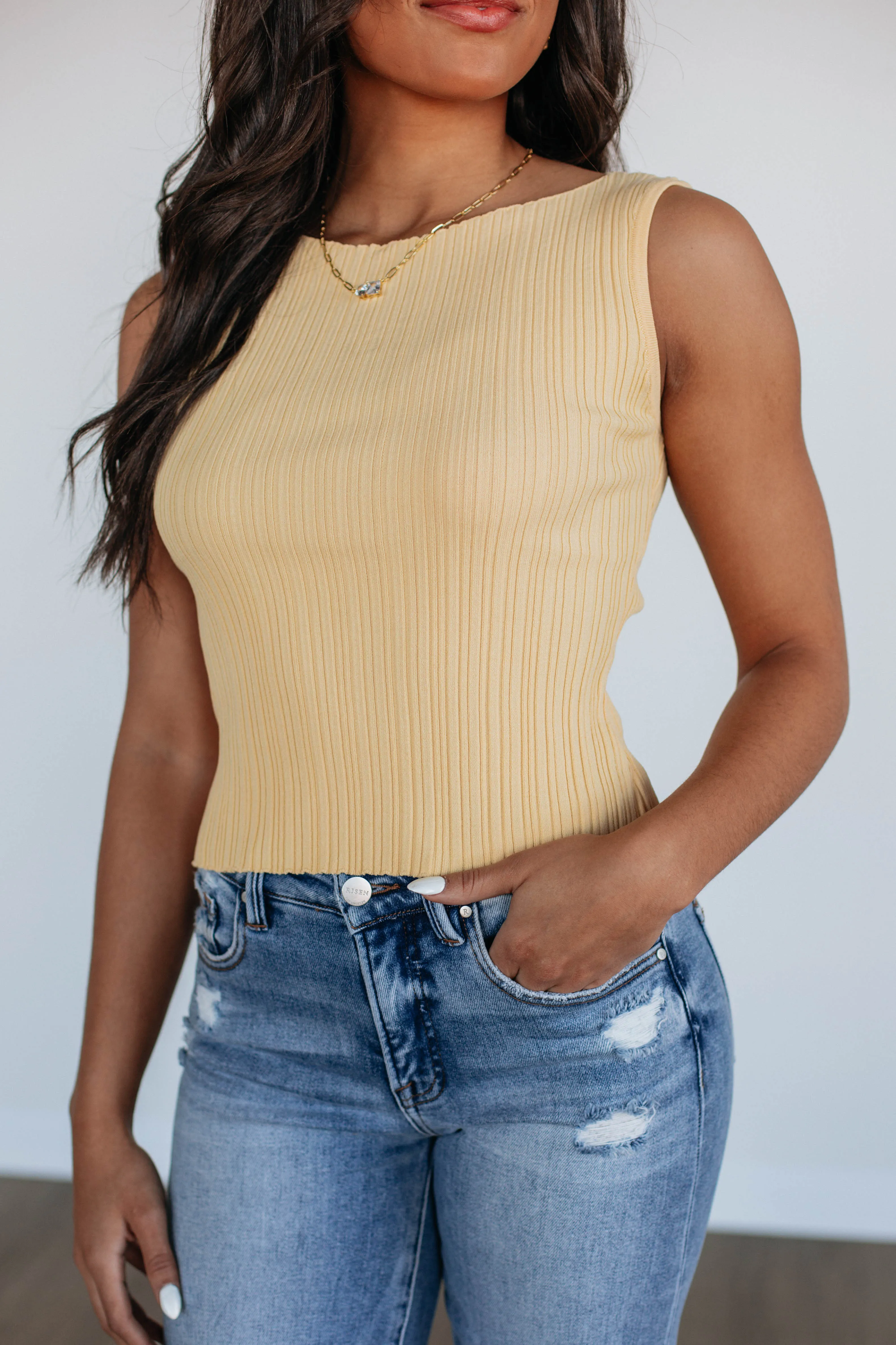 Missie Ribbed Tank - Butter Yellow