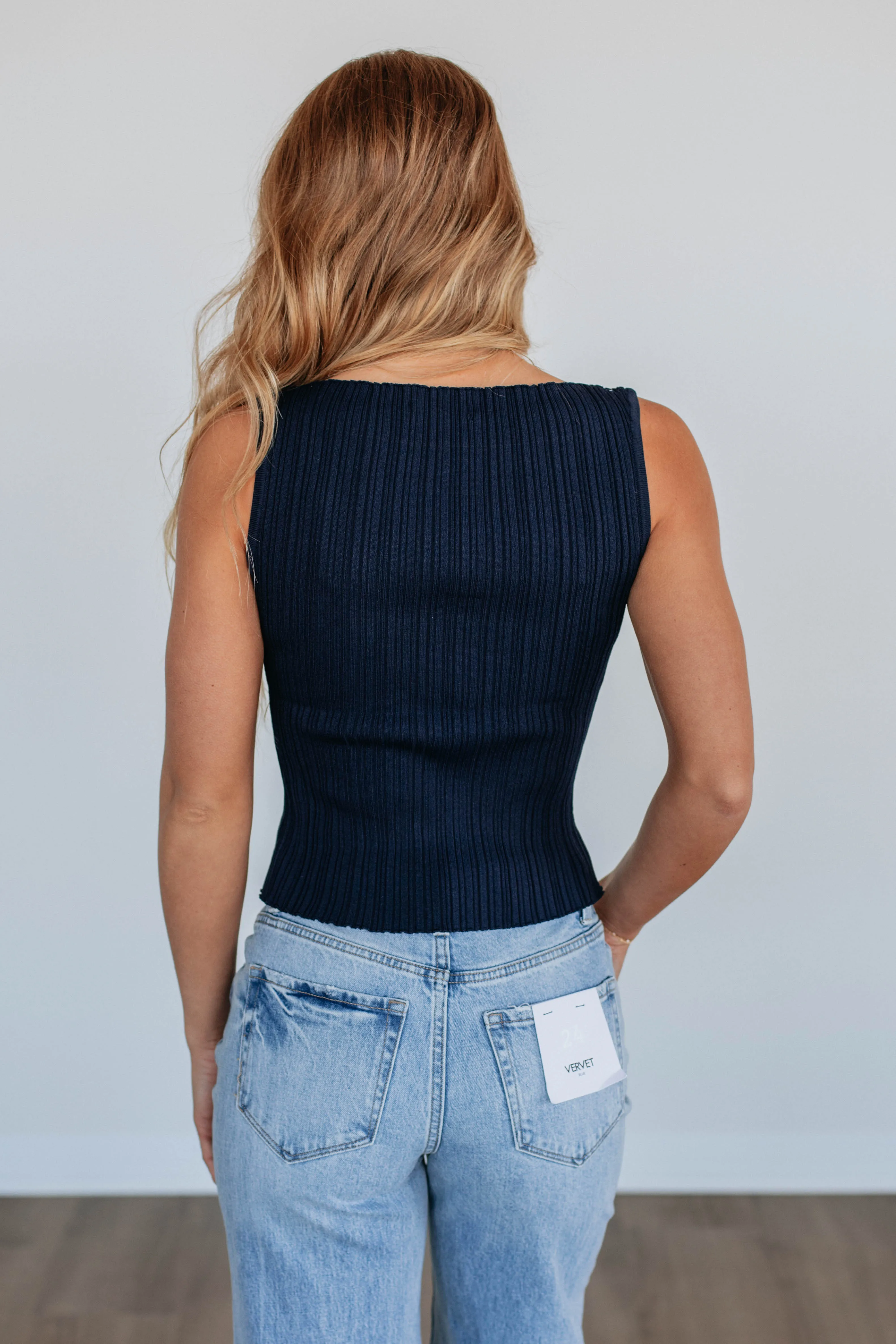 Missie Ribbed Tank - Navy