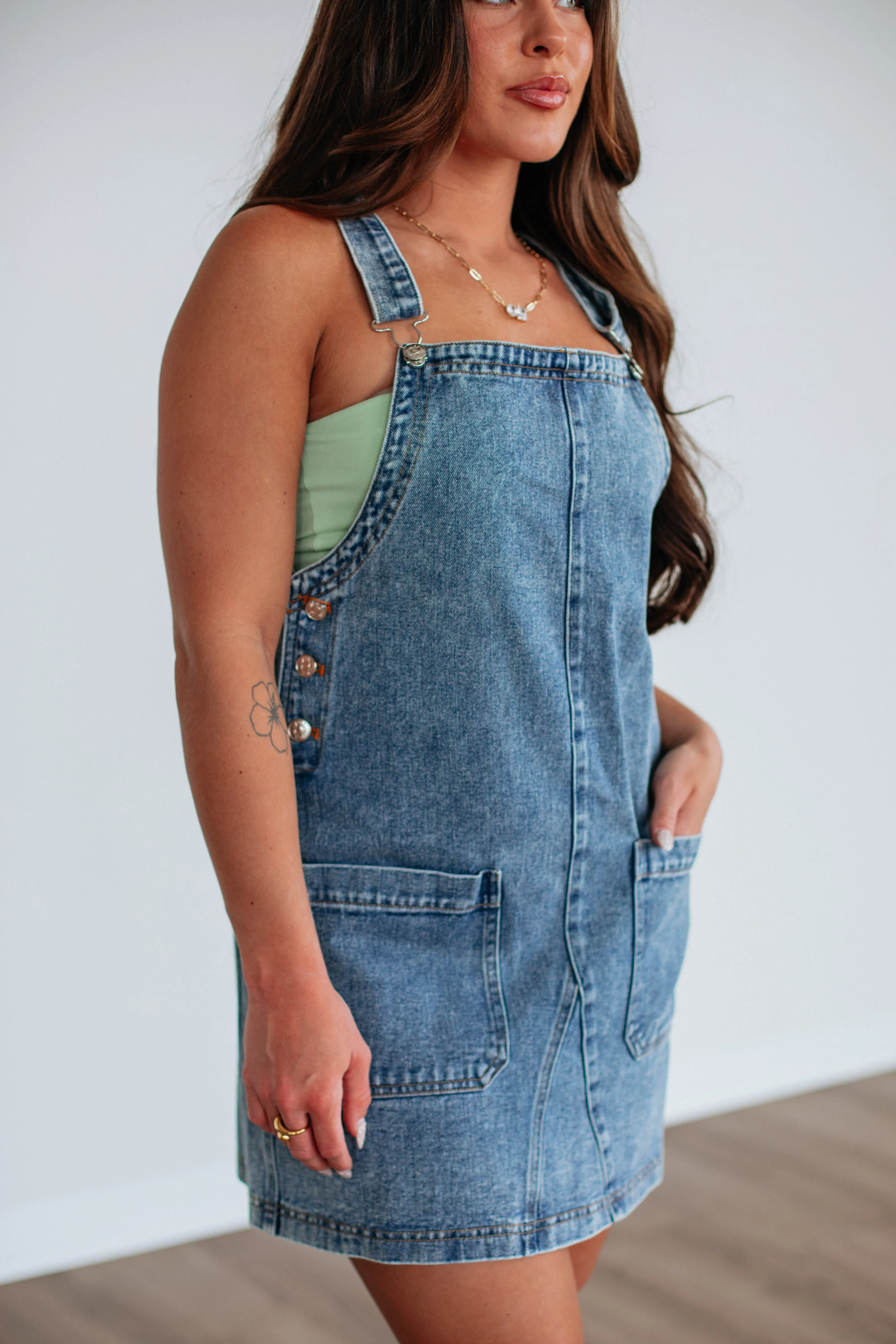 Nila Denim Overall Dress - Medium Wash