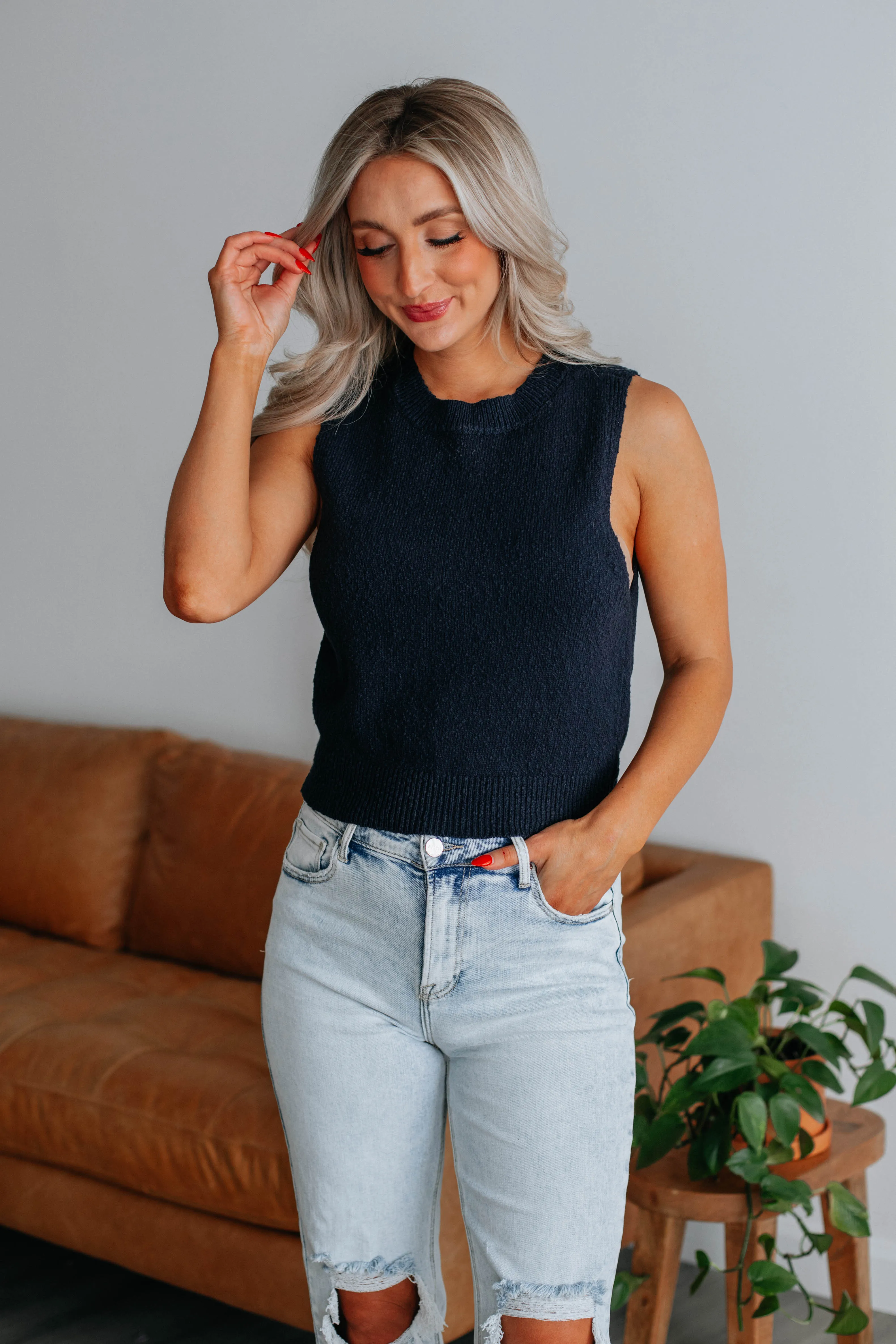 Patrea Knit Tank - Navy