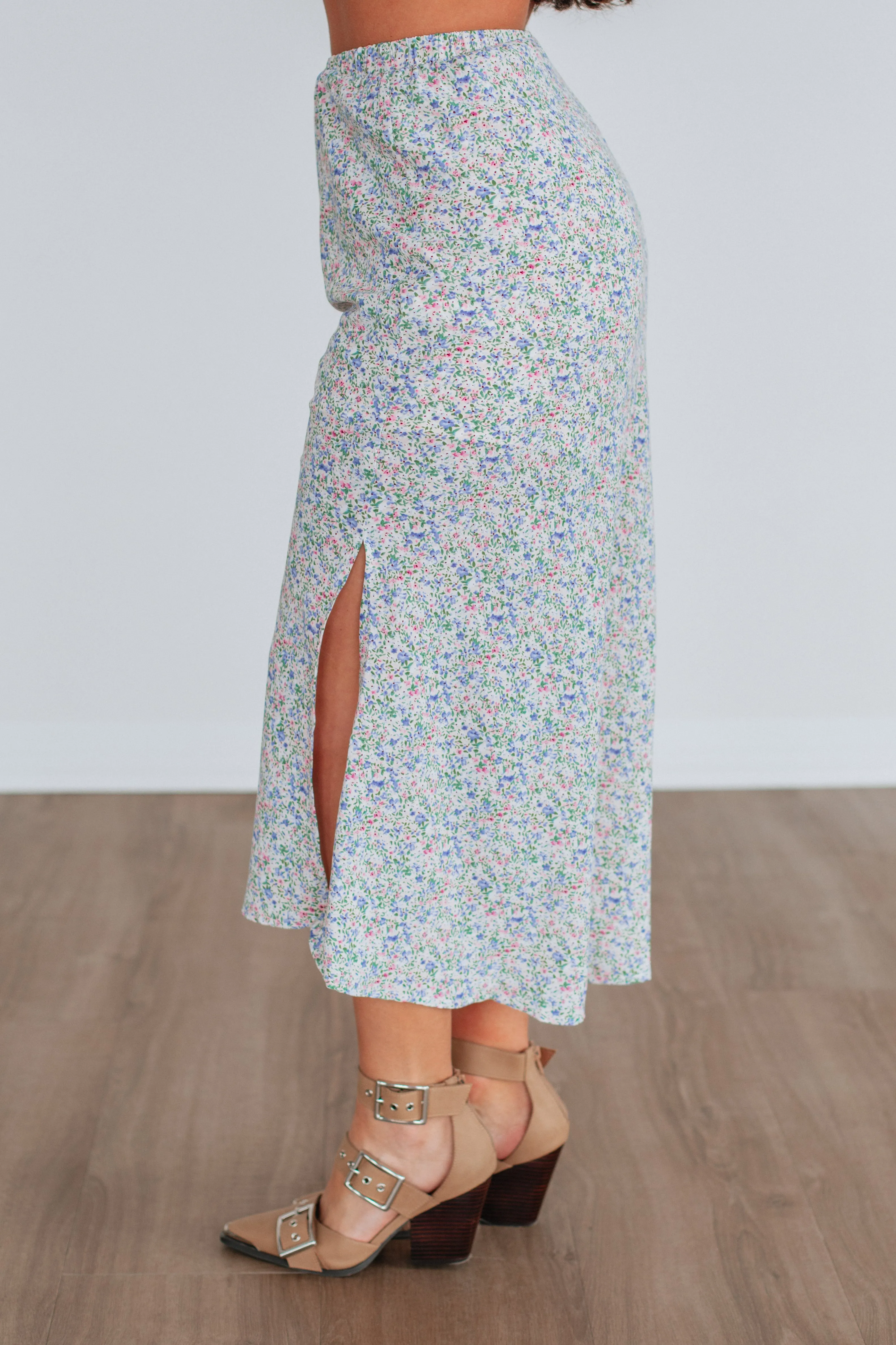Posey Floral Skirt - Sky Blue Mix