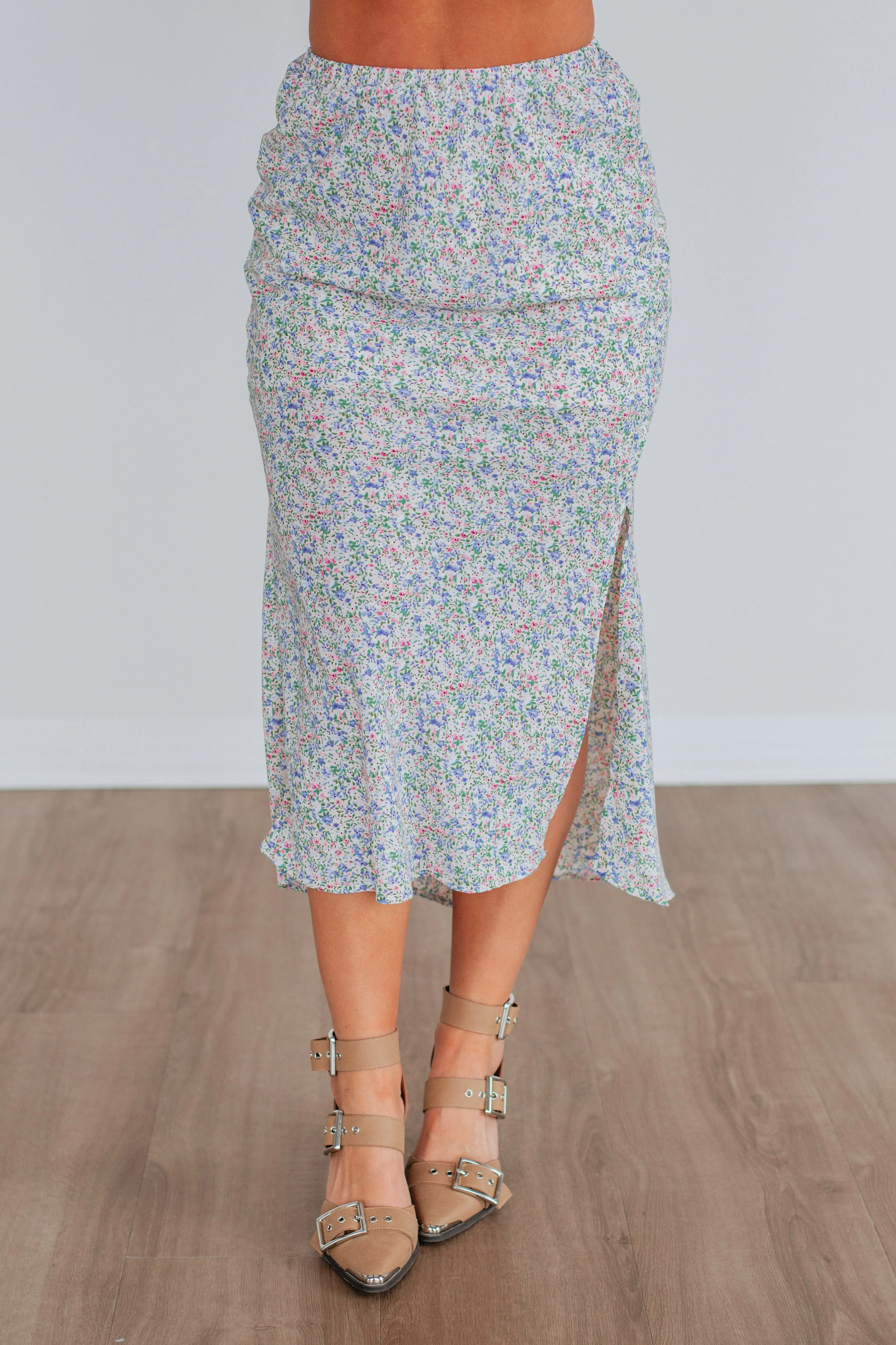 Posey Floral Skirt - Sky Blue Mix
