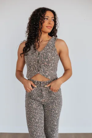 Rebel Hidden Denim Vest - Cheetah