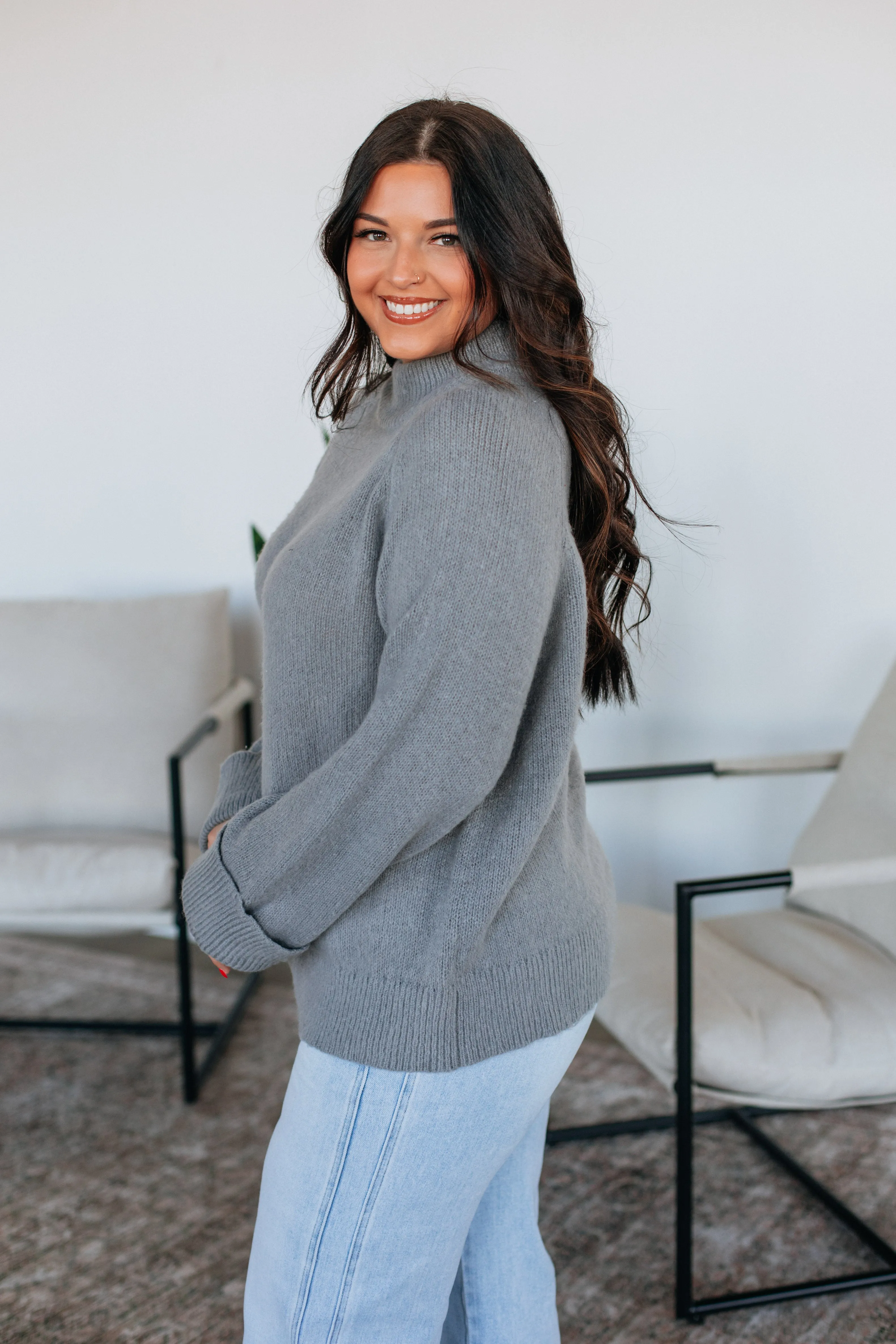 Samson Mock Neck Sweater - Grey