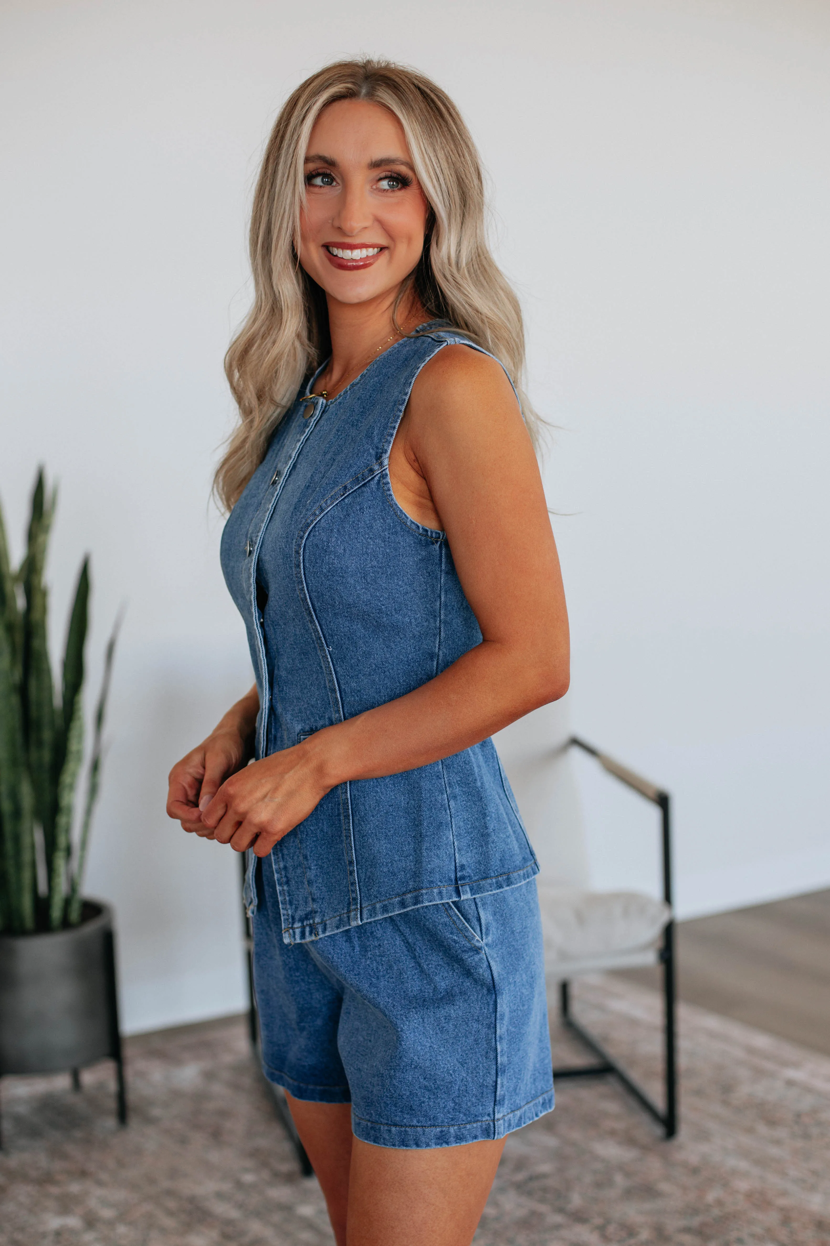Sawyer Denim Top - Dark Wash