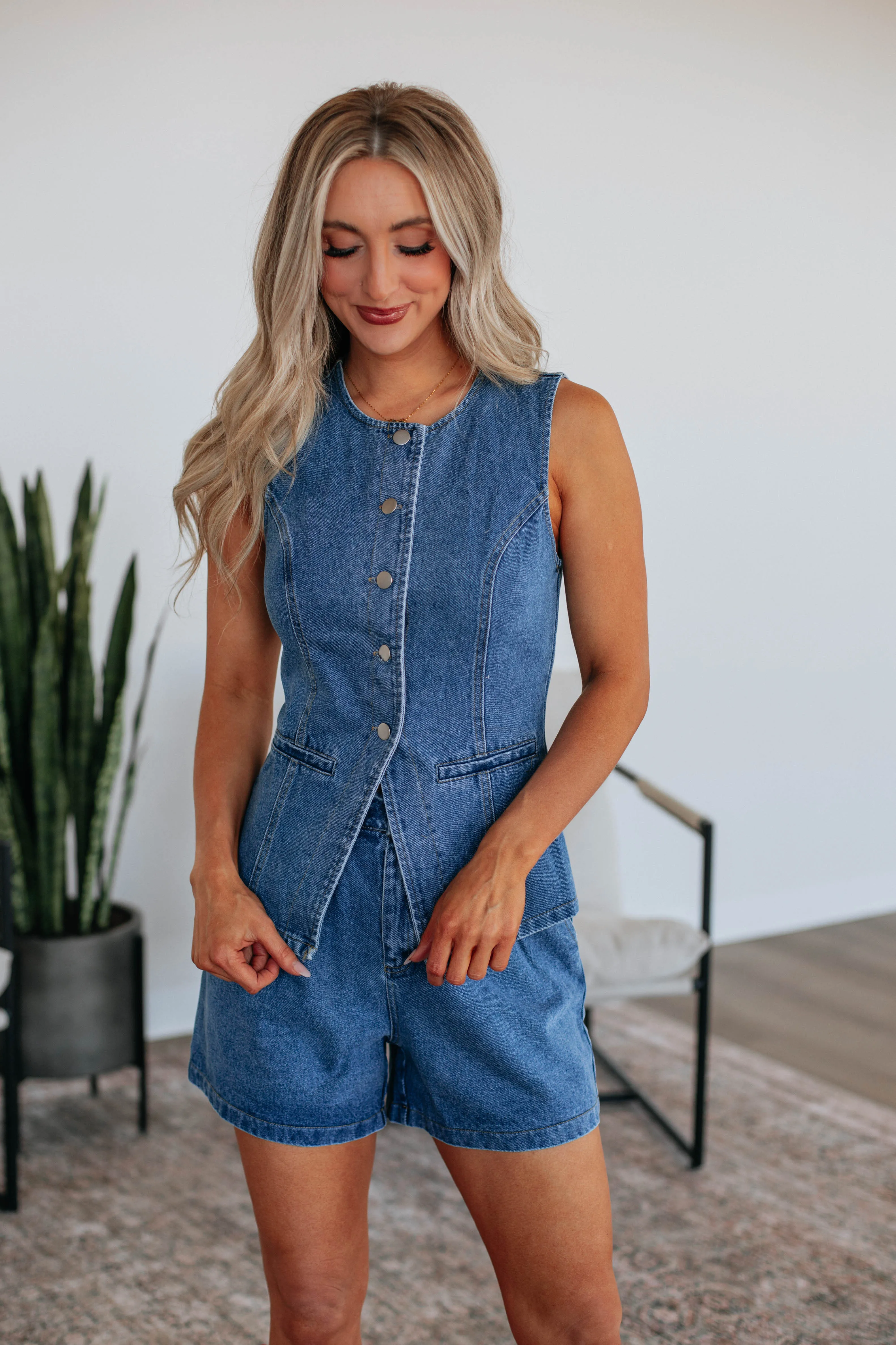 Sawyer Denim Top - Dark Wash