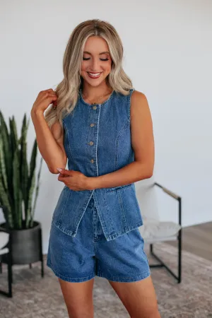 Sawyer Denim Top - Dark Wash
