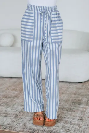 Shannon Striped Pants - Chambray Mix