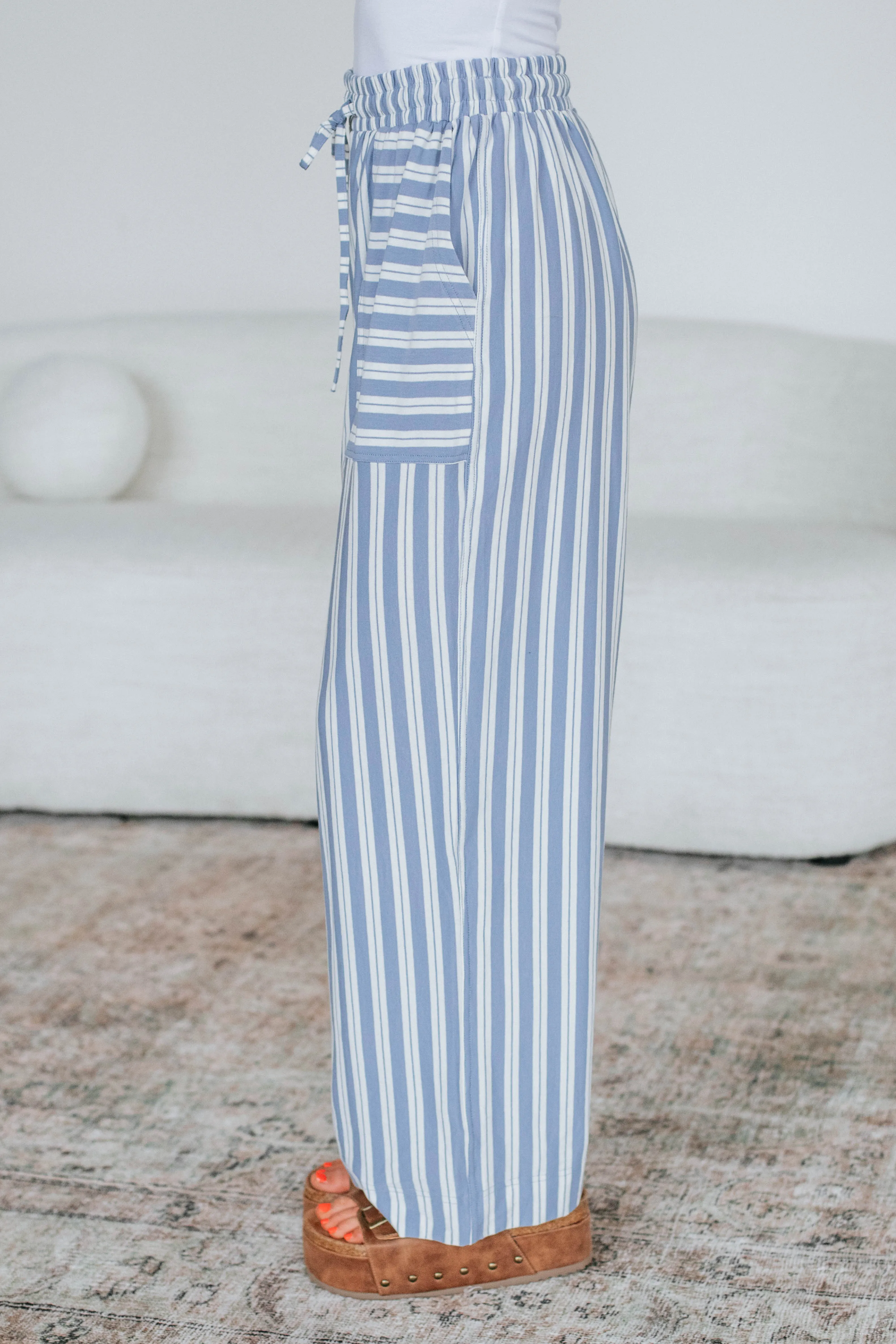 Shannon Striped Pants - Chambray Mix