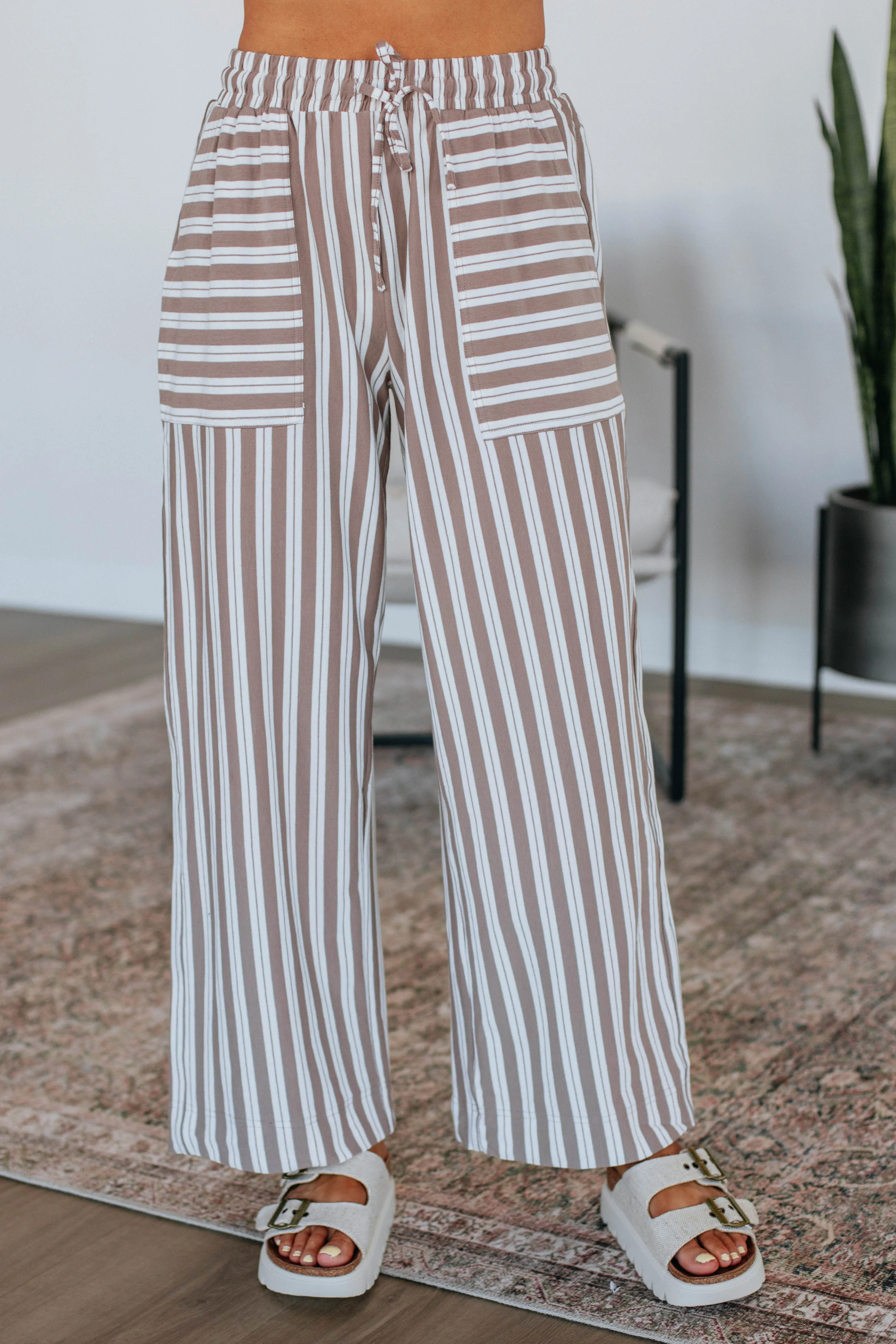 Shannon Striped Pants - Mocha Mix