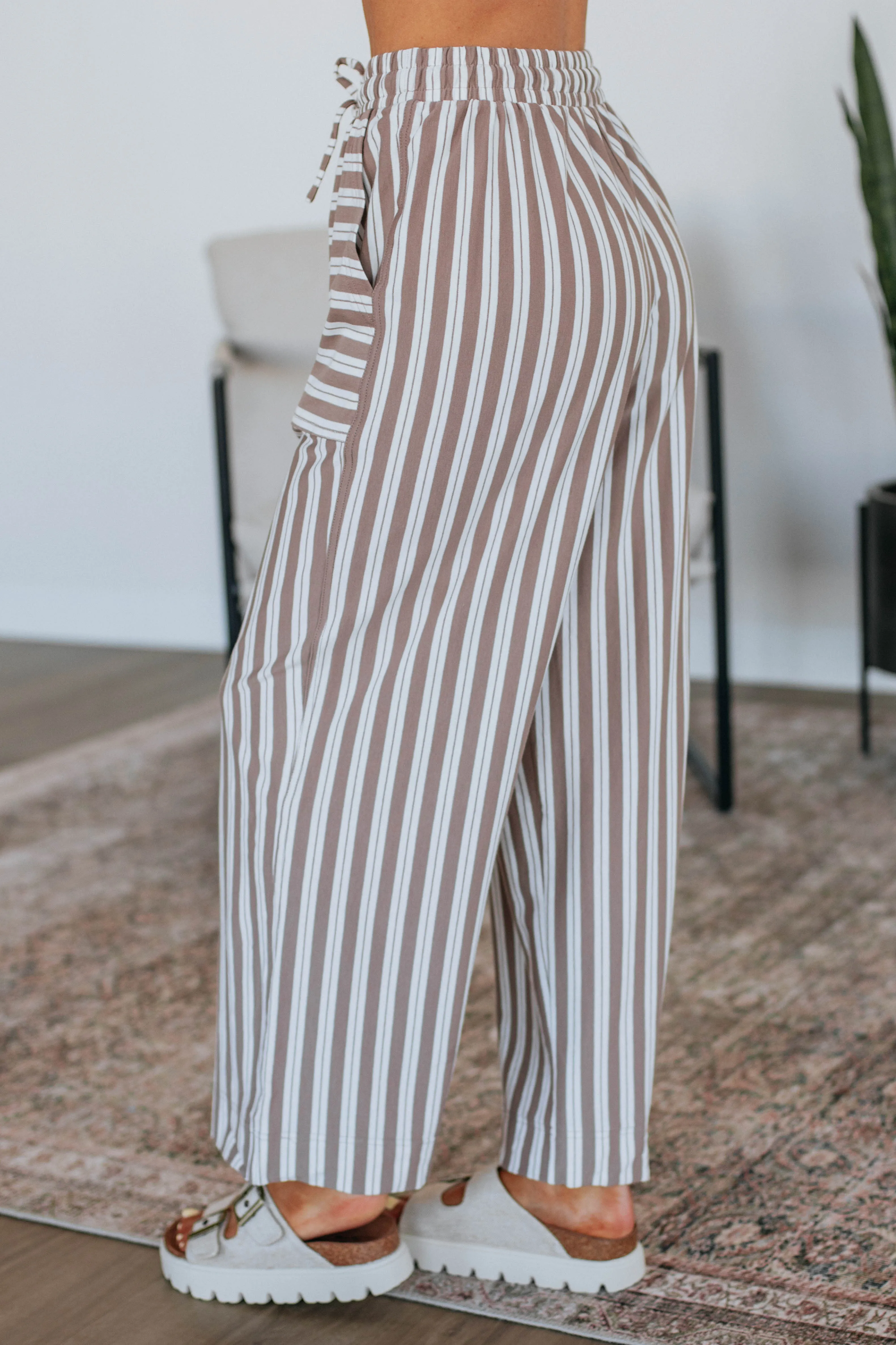 Shannon Striped Pants - Mocha Mix