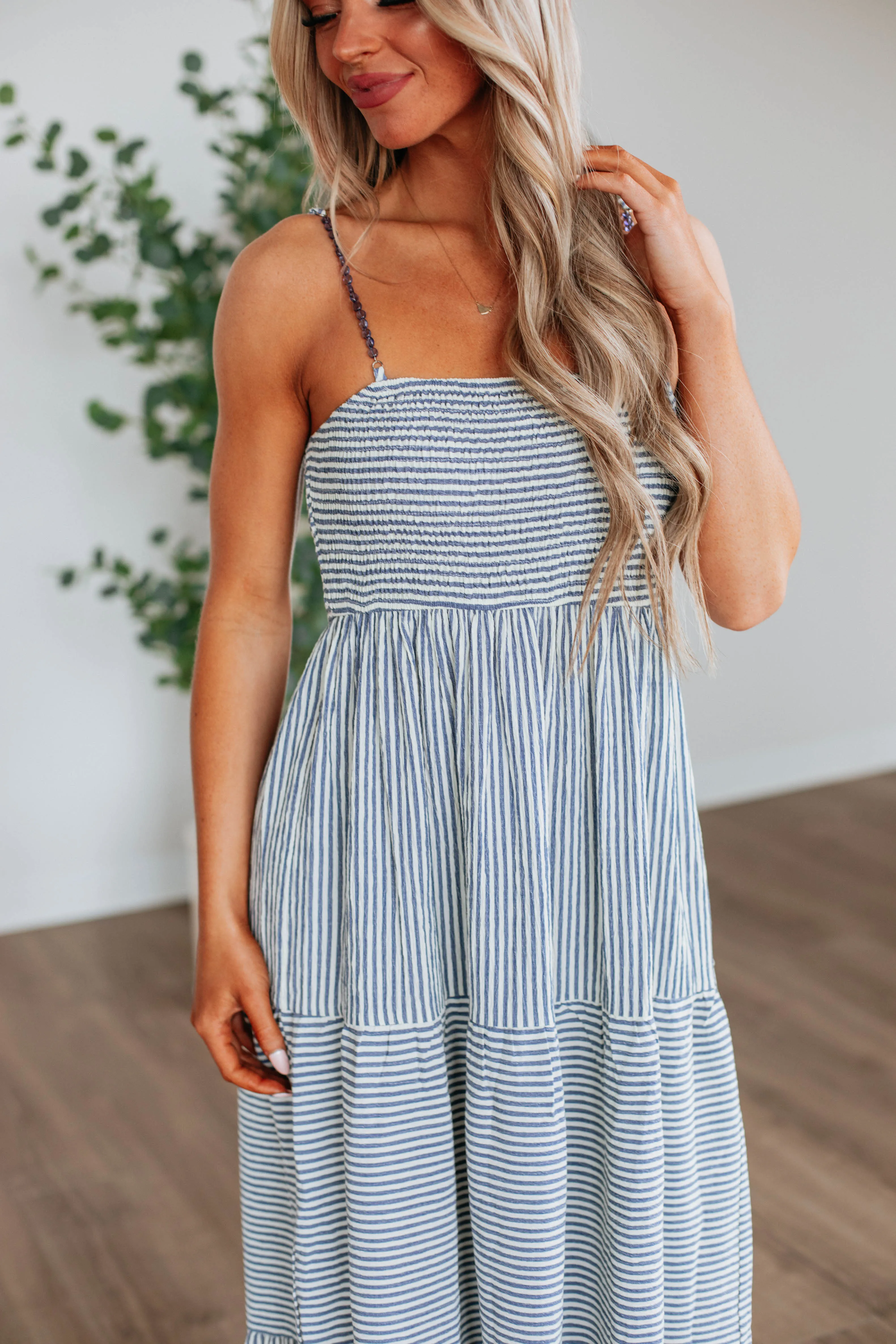 Shaylee Striped Dress - Steel Blue Mix