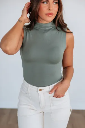 Skyler Mock Neck Bodysuit - Dusty Sage