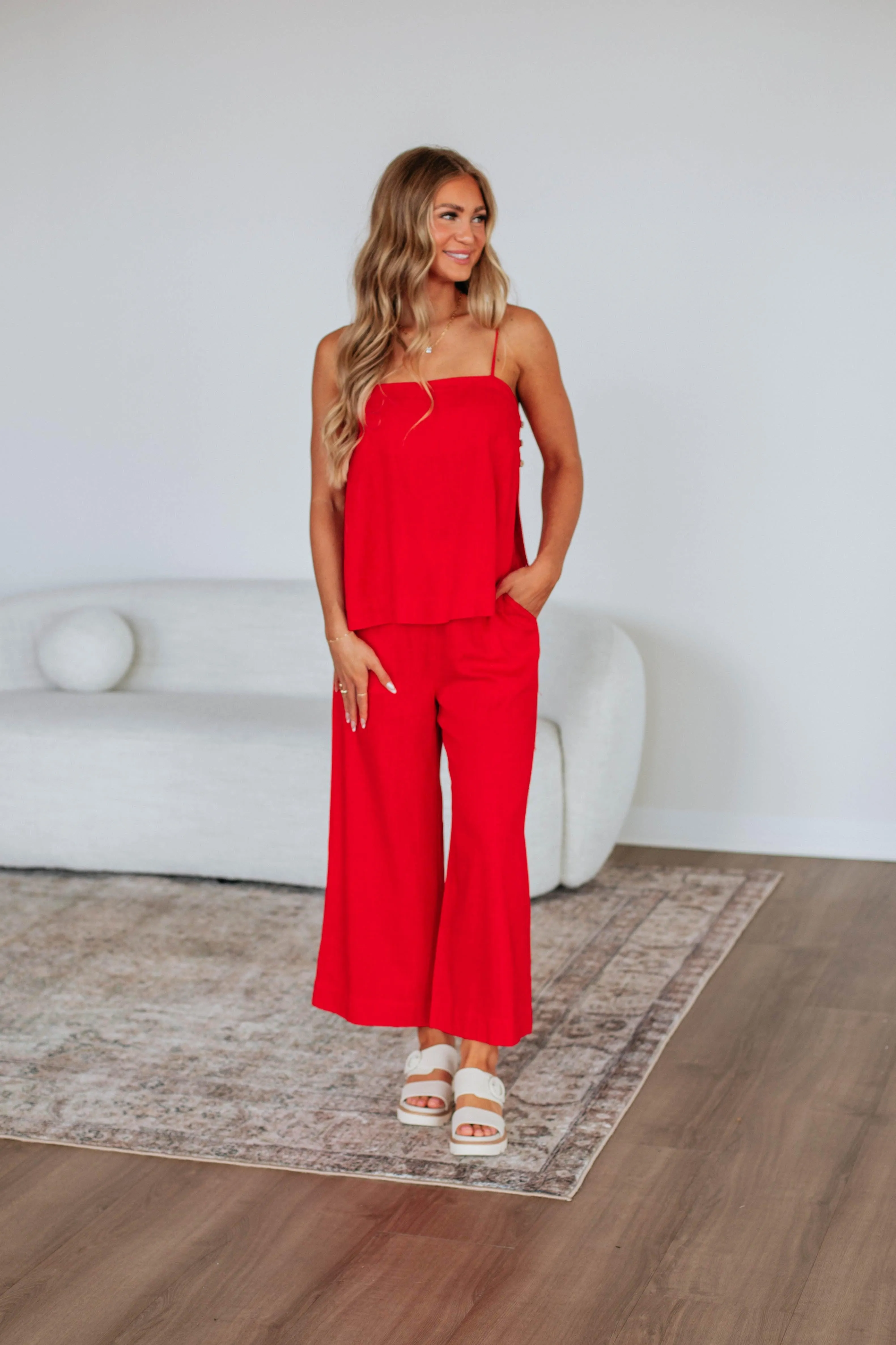 Solandy Linen Two-Piece Set - Cherry
