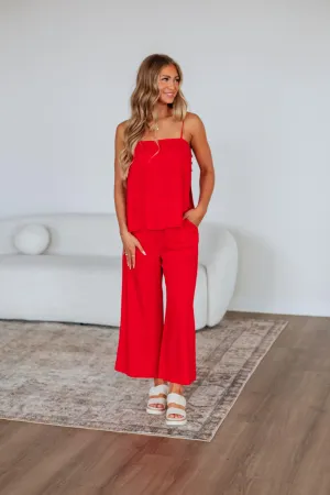 Solandy Linen Two-Piece Set - Cherry