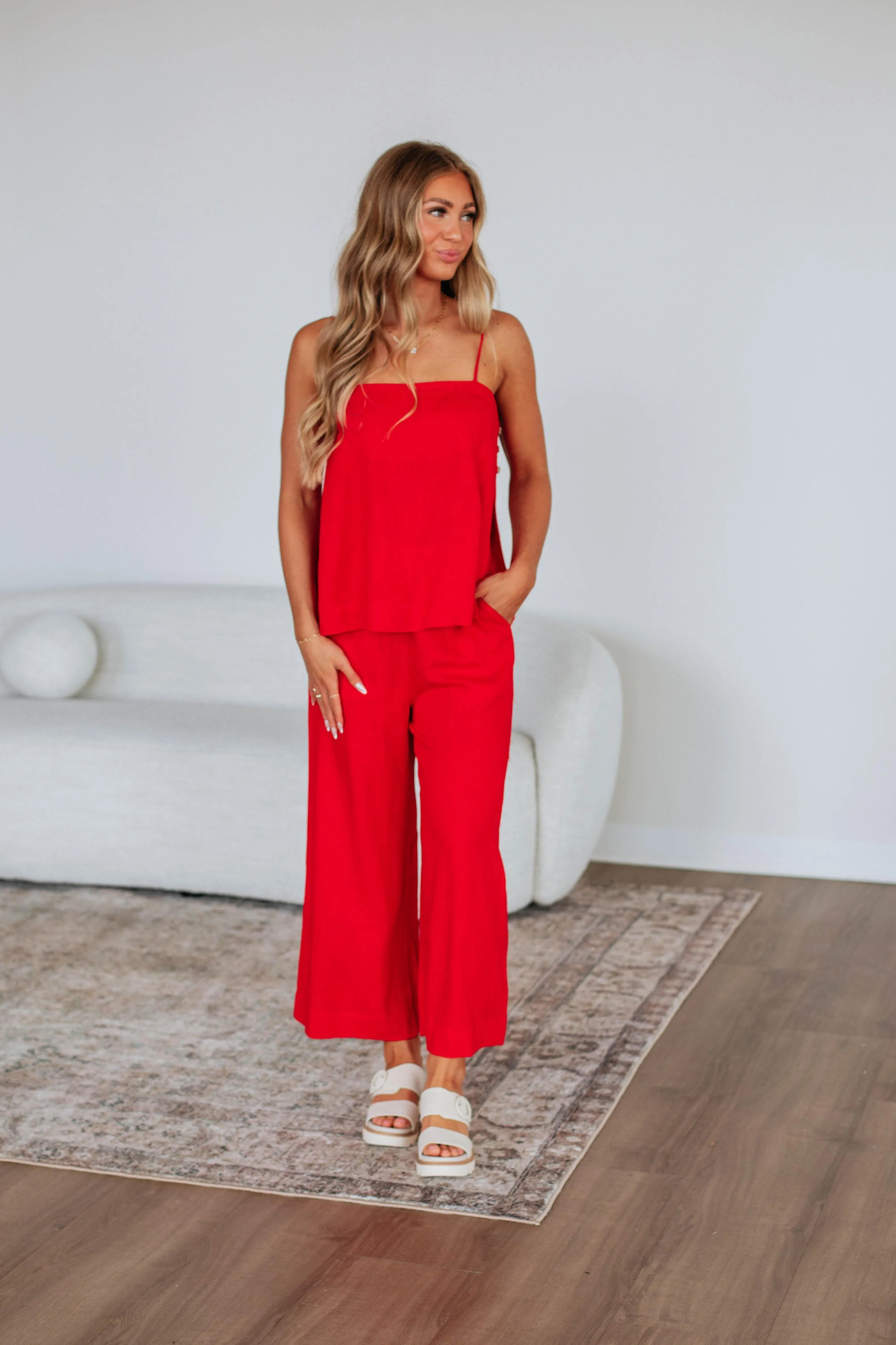 Solandy Linen Two-Piece Set - Cherry
