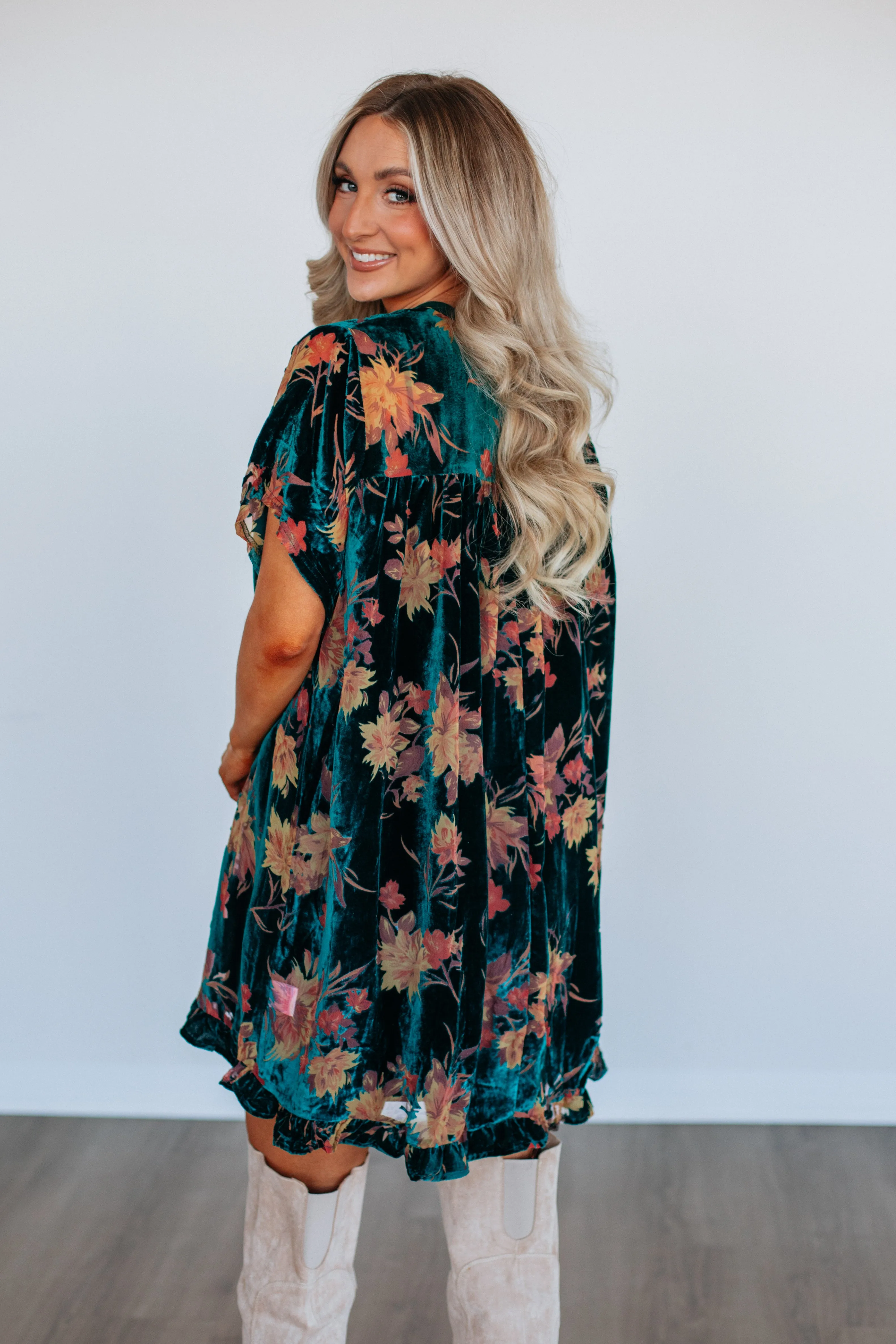 Vanita Floral Velvet Dress