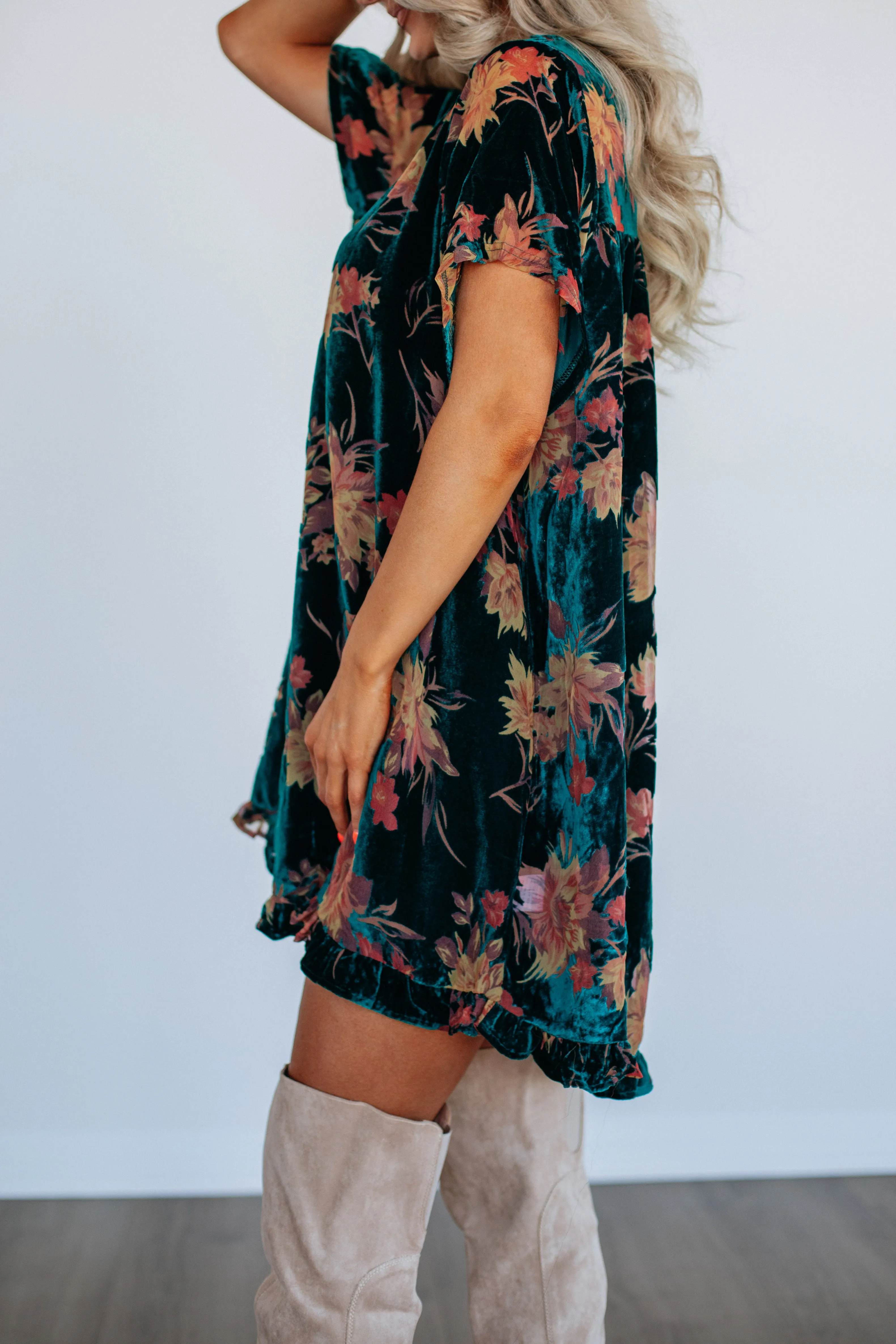 Vanita Floral Velvet Dress