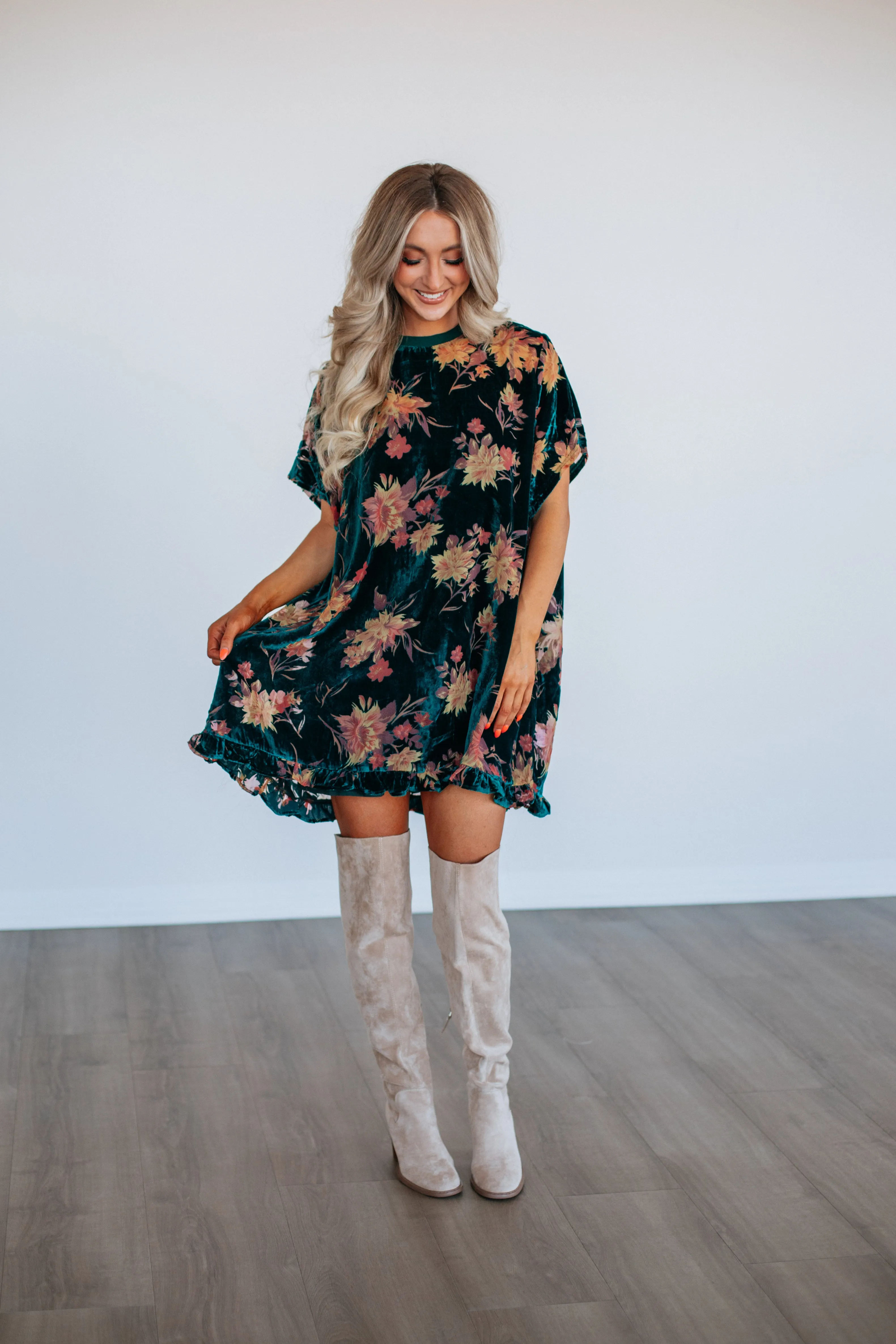 Vanita Floral Velvet Dress