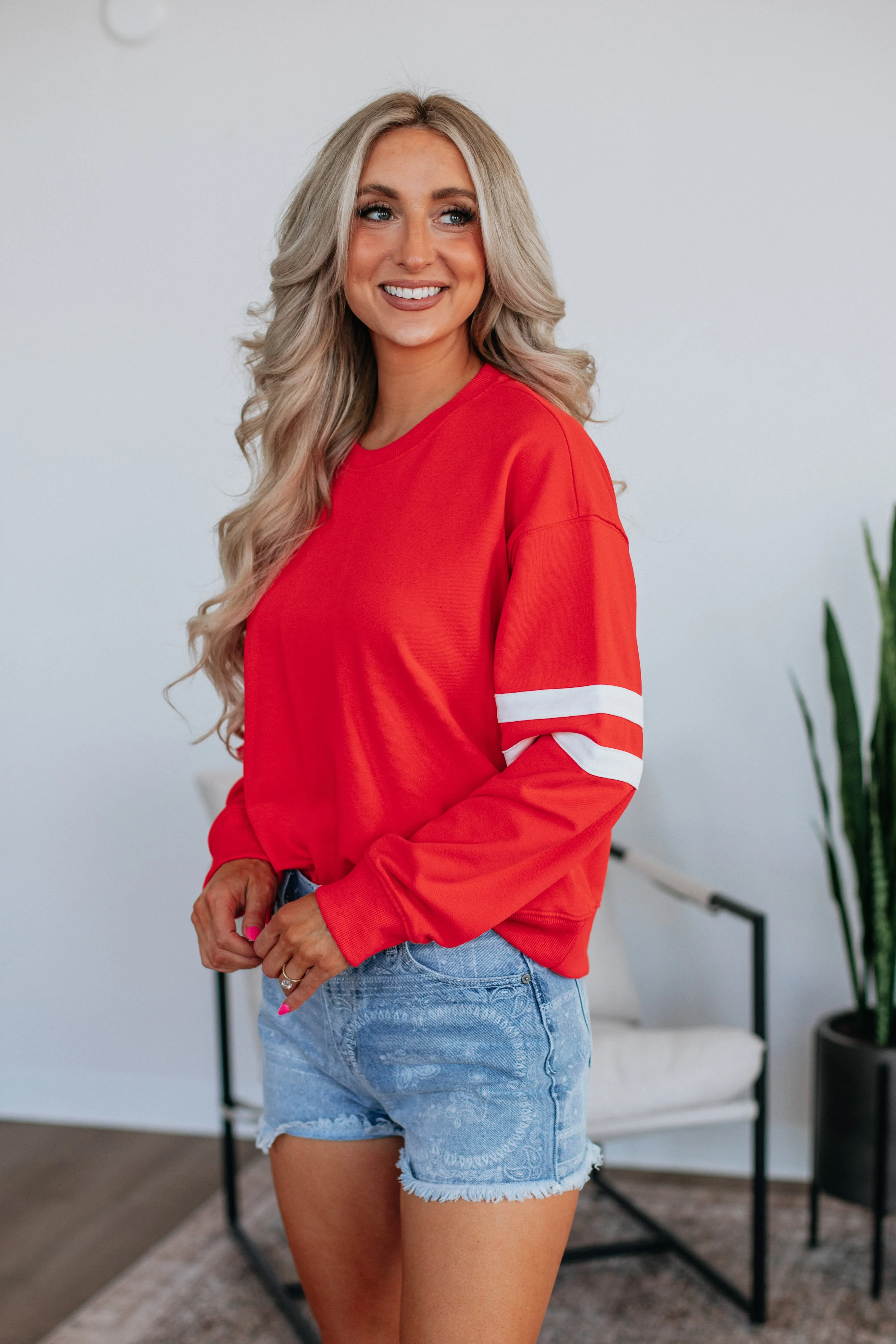 Varsity Pullover - Poppy