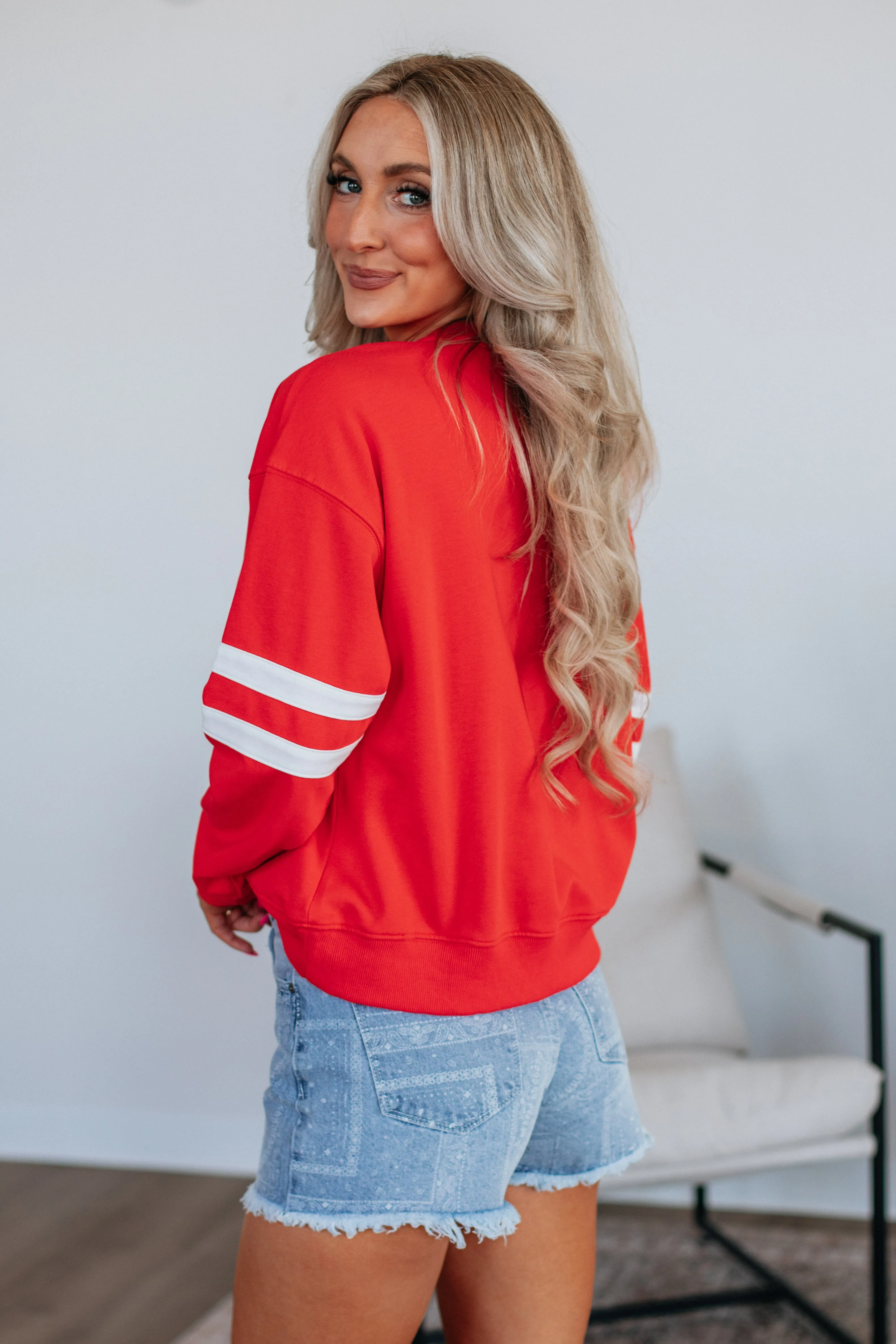 Varsity Pullover - Poppy