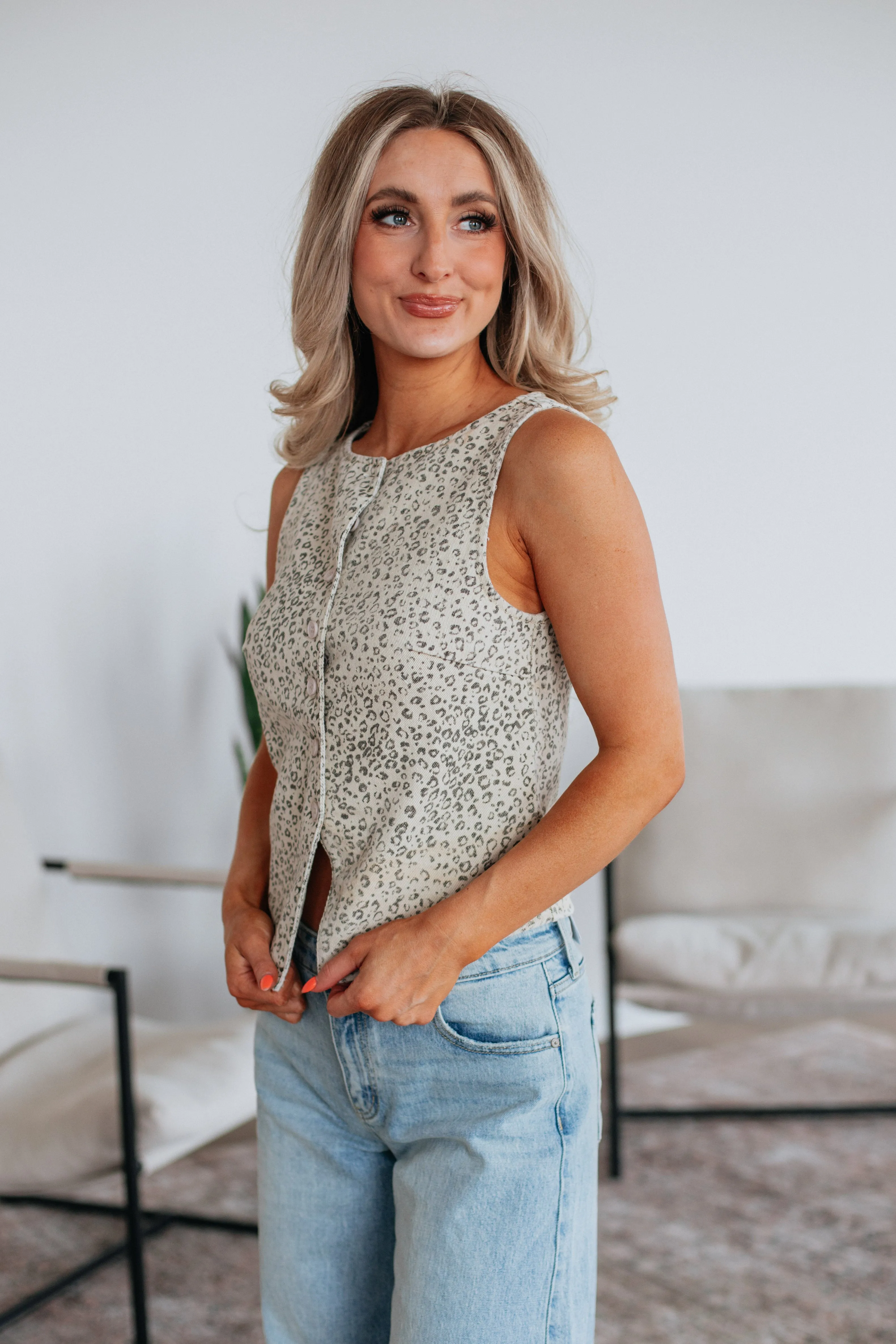 Zaya Leopard Top - Cream