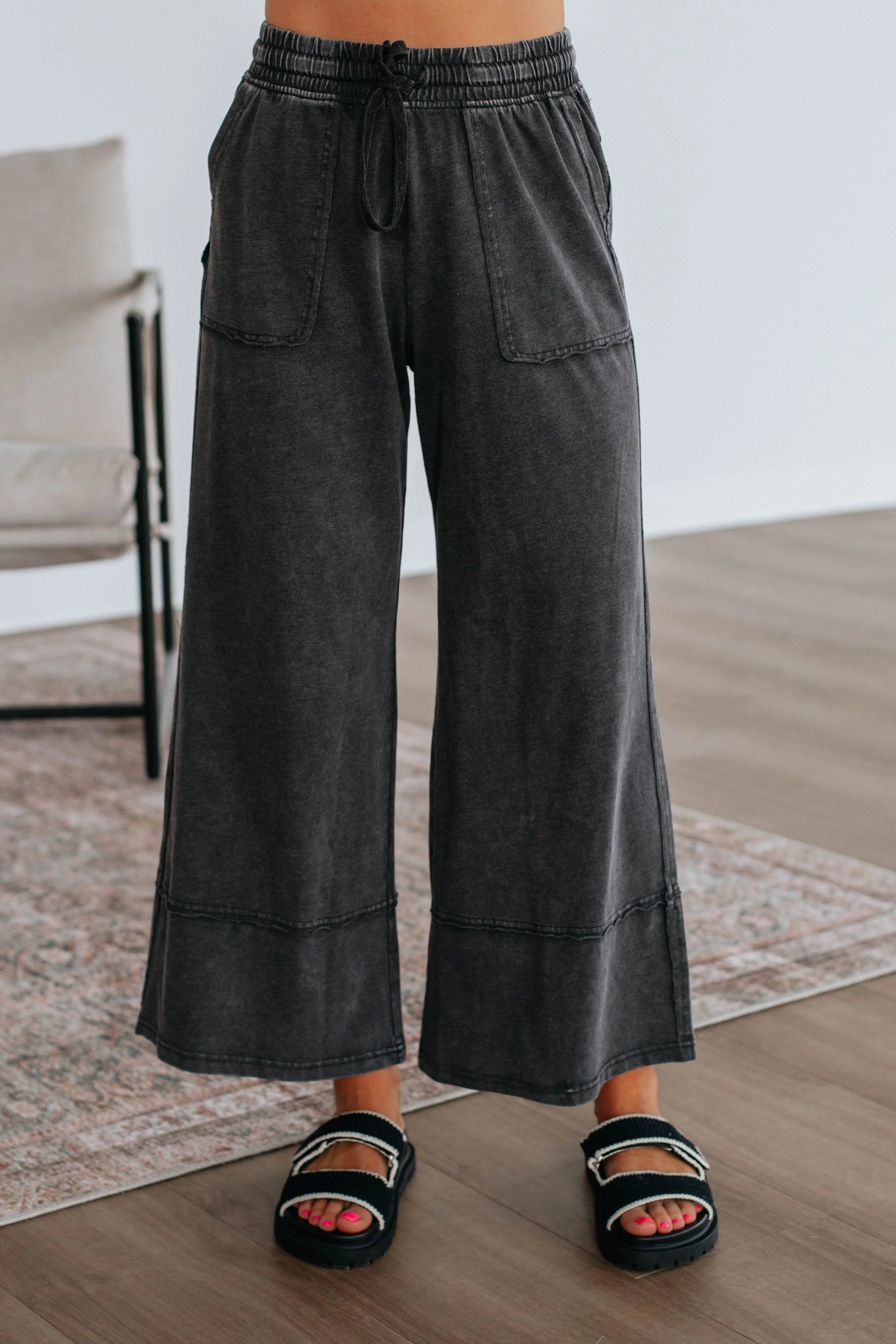 Zenia Wide Leg Pants - Vintage Black