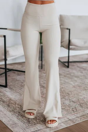 Zinia Ribbed Flare Leggings - Seashell