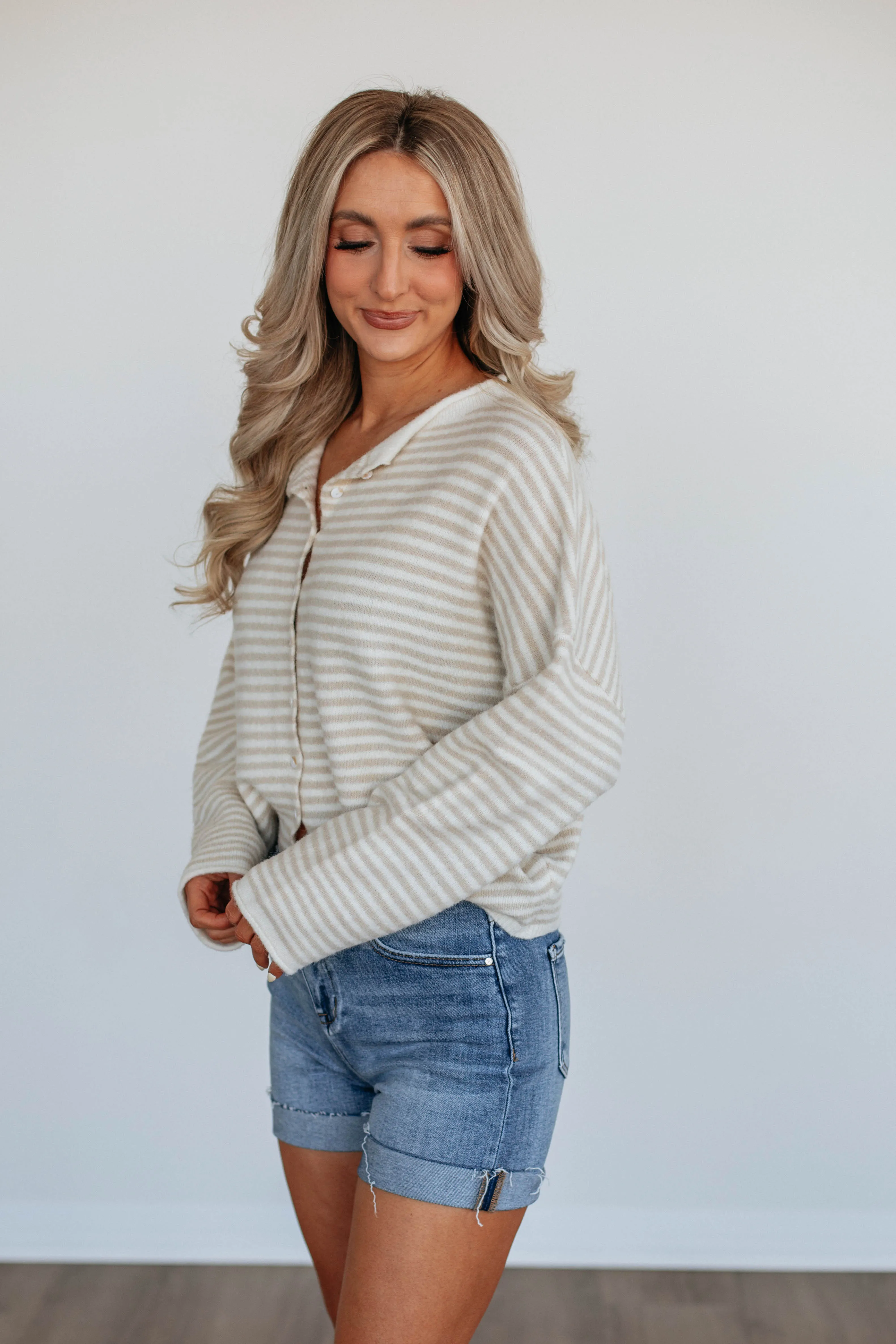 Zoelle Striped Cardigan - Cream Mix