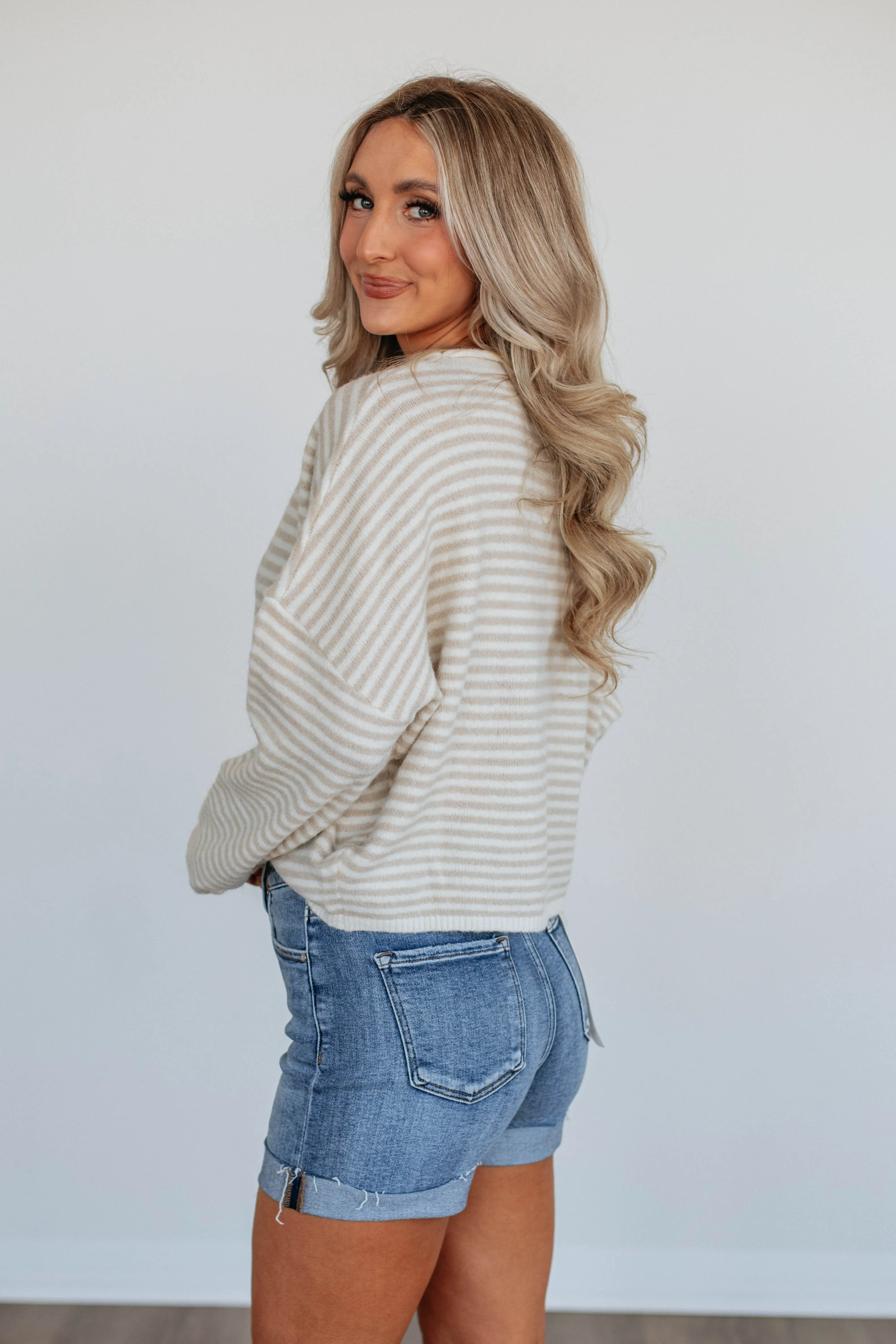 Zoelle Striped Cardigan - Cream Mix