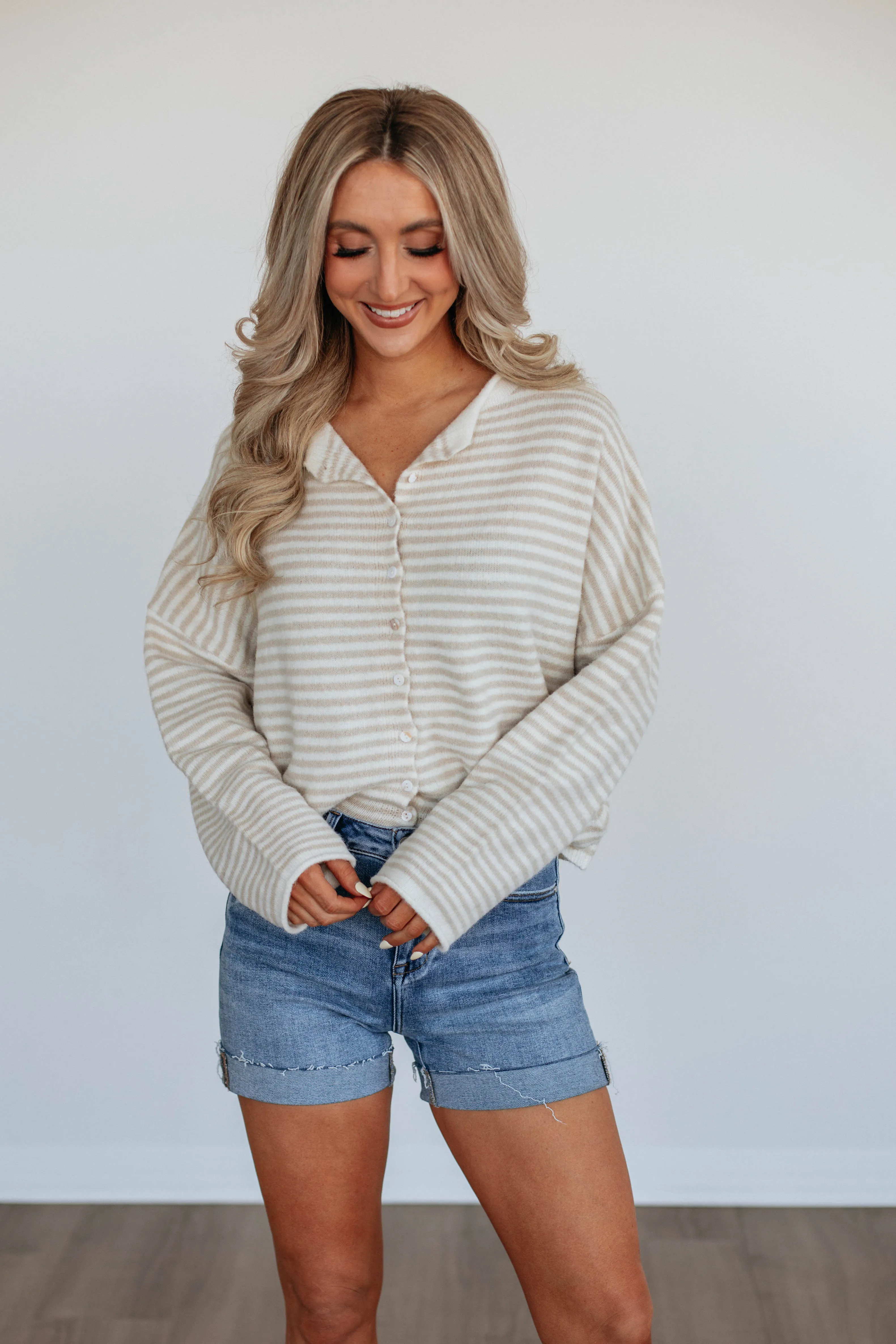 Zoelle Striped Cardigan - Cream Mix
