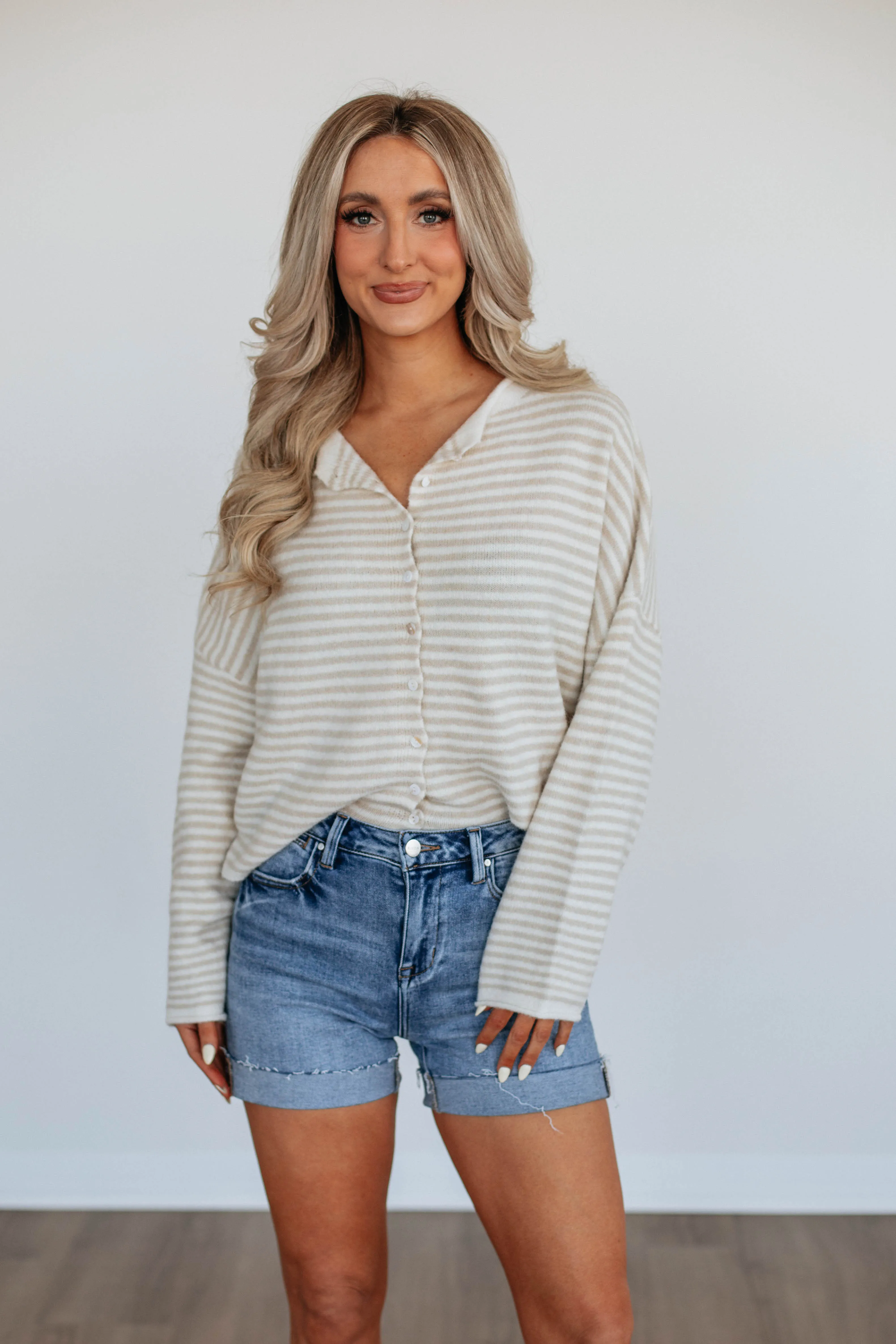 Zoelle Striped Cardigan - Cream Mix