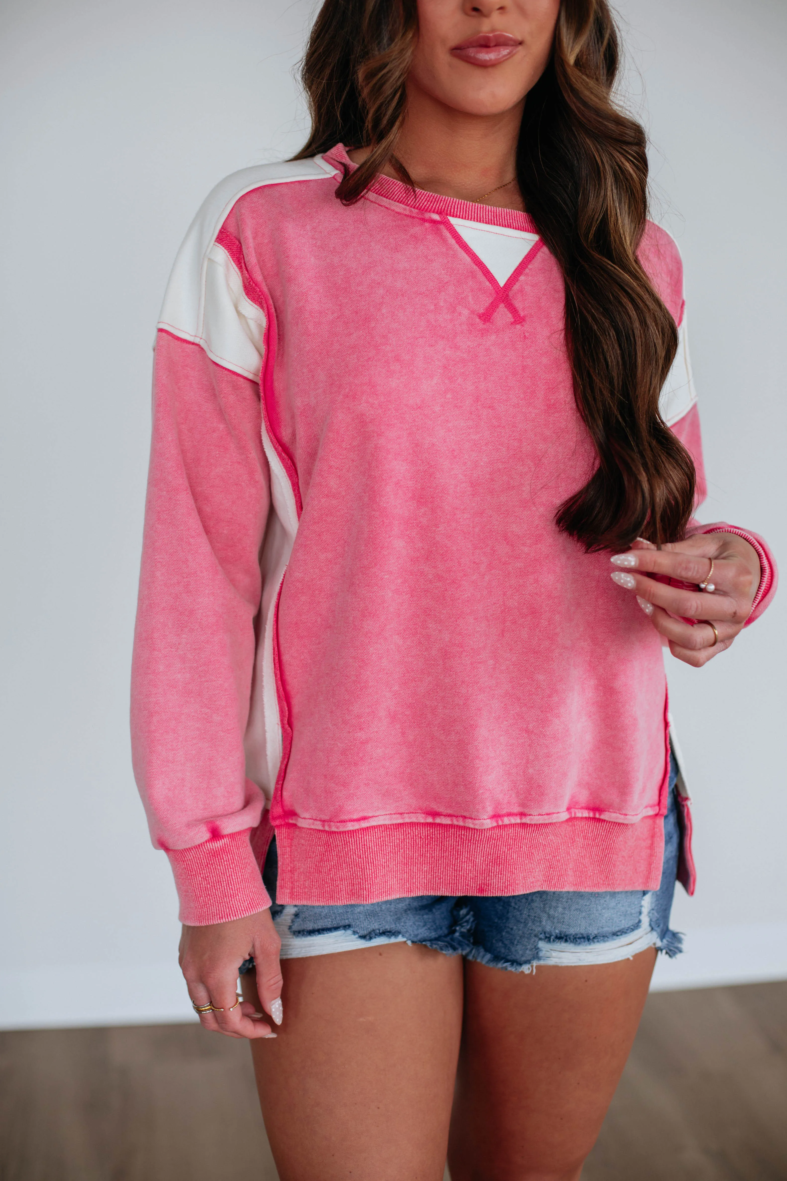 Zolla Colorblock Sweatshirt - Retro Pink Mix