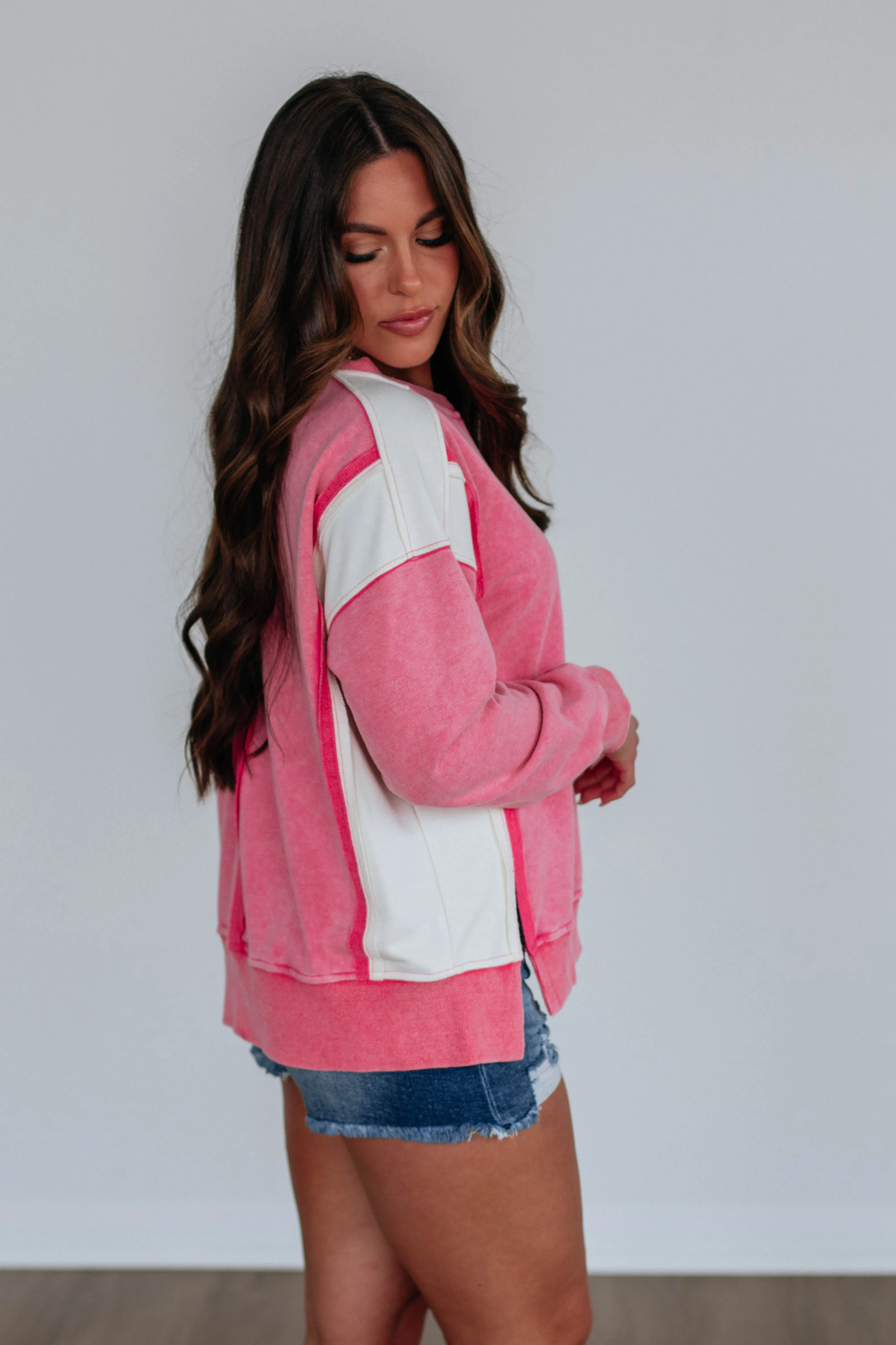 Zolla Colorblock Sweatshirt - Retro Pink Mix